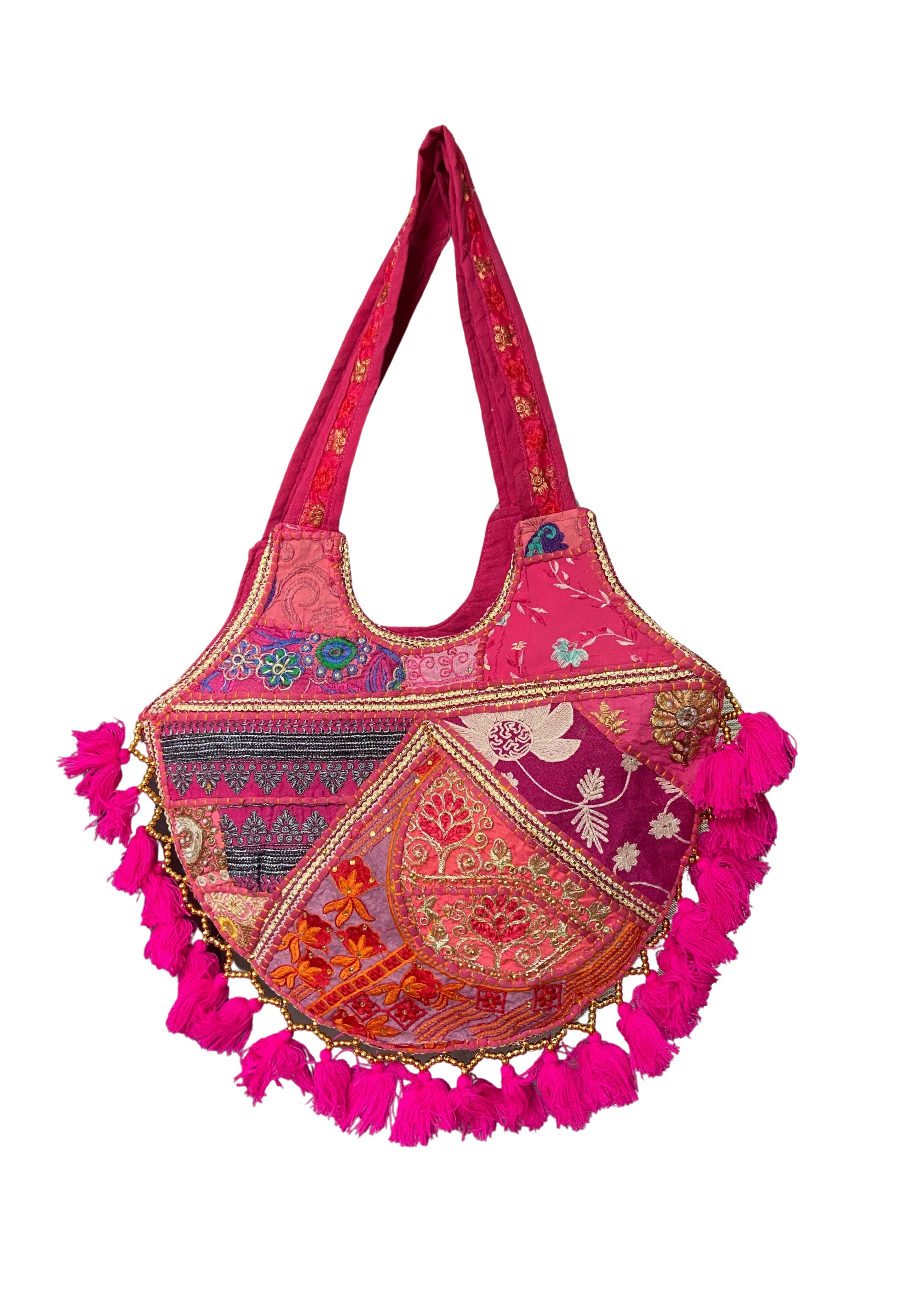 Mithra - Rani Pink Tassles - Banjara Bags