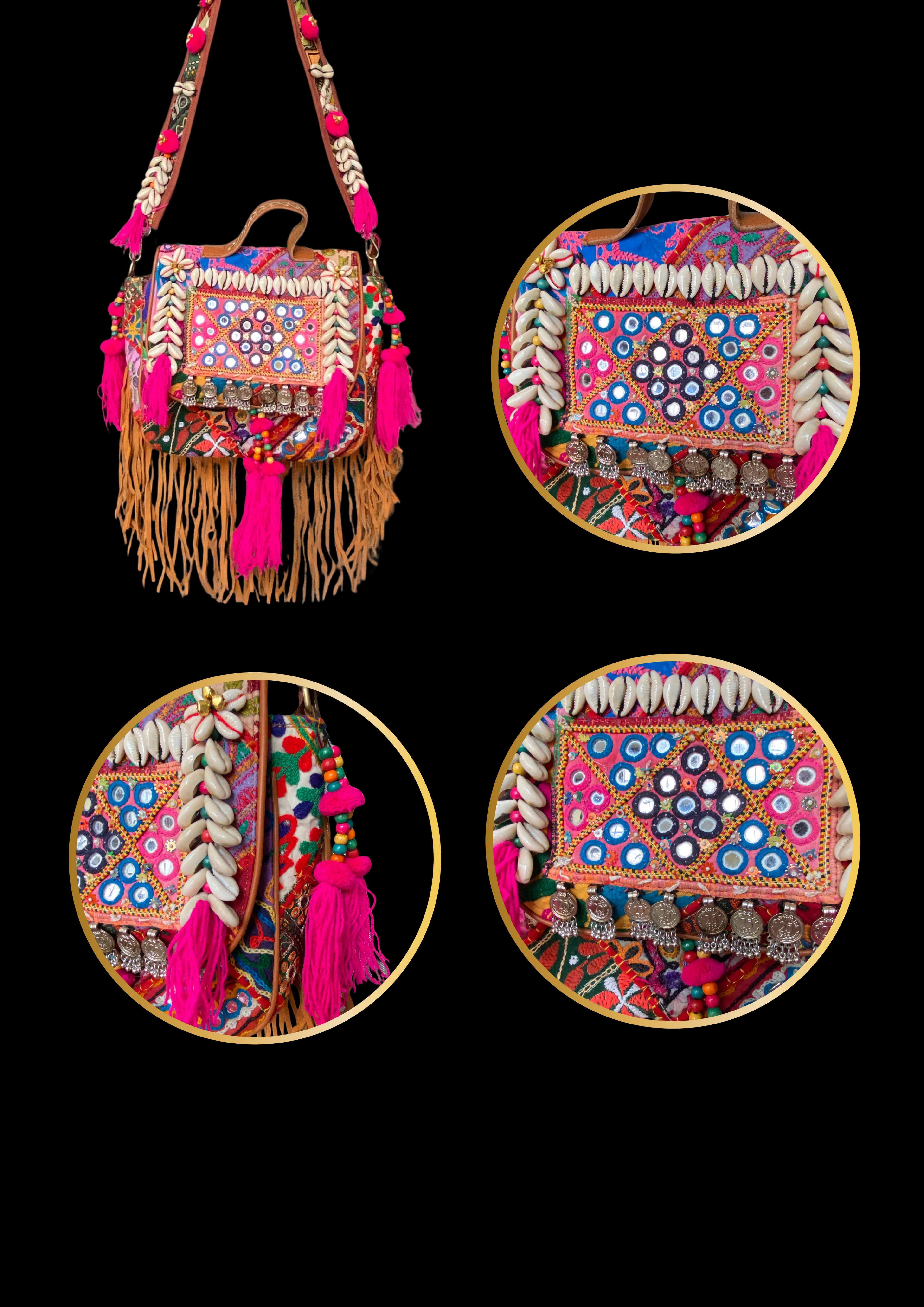 Ruhi Luxe Cowgirl Sling with Mirrorwork - Banjara Bags