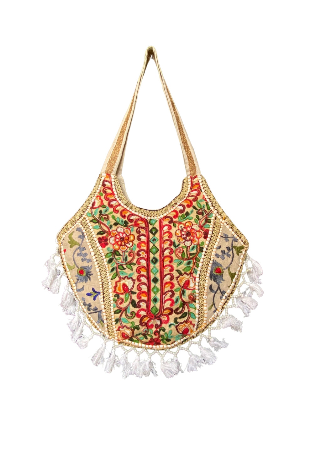 Mithra - Pearl White Tassles - Banjara Bags