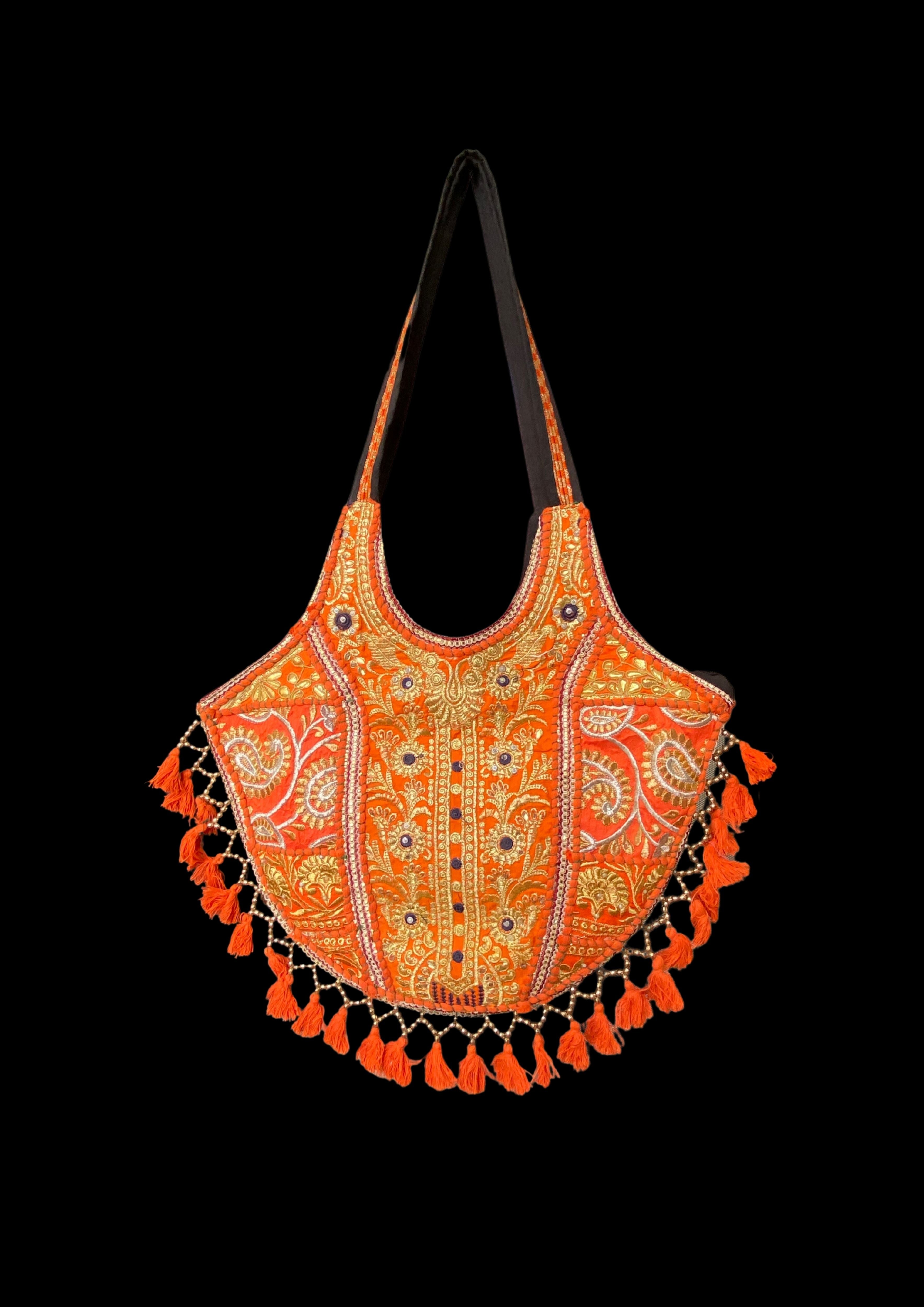 Mithra - Orange Tassles - Banjara Bags