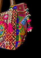 Aaliyah Designer Tote - Coin Tassel and Micro-bead Medallion - Banjara Bags