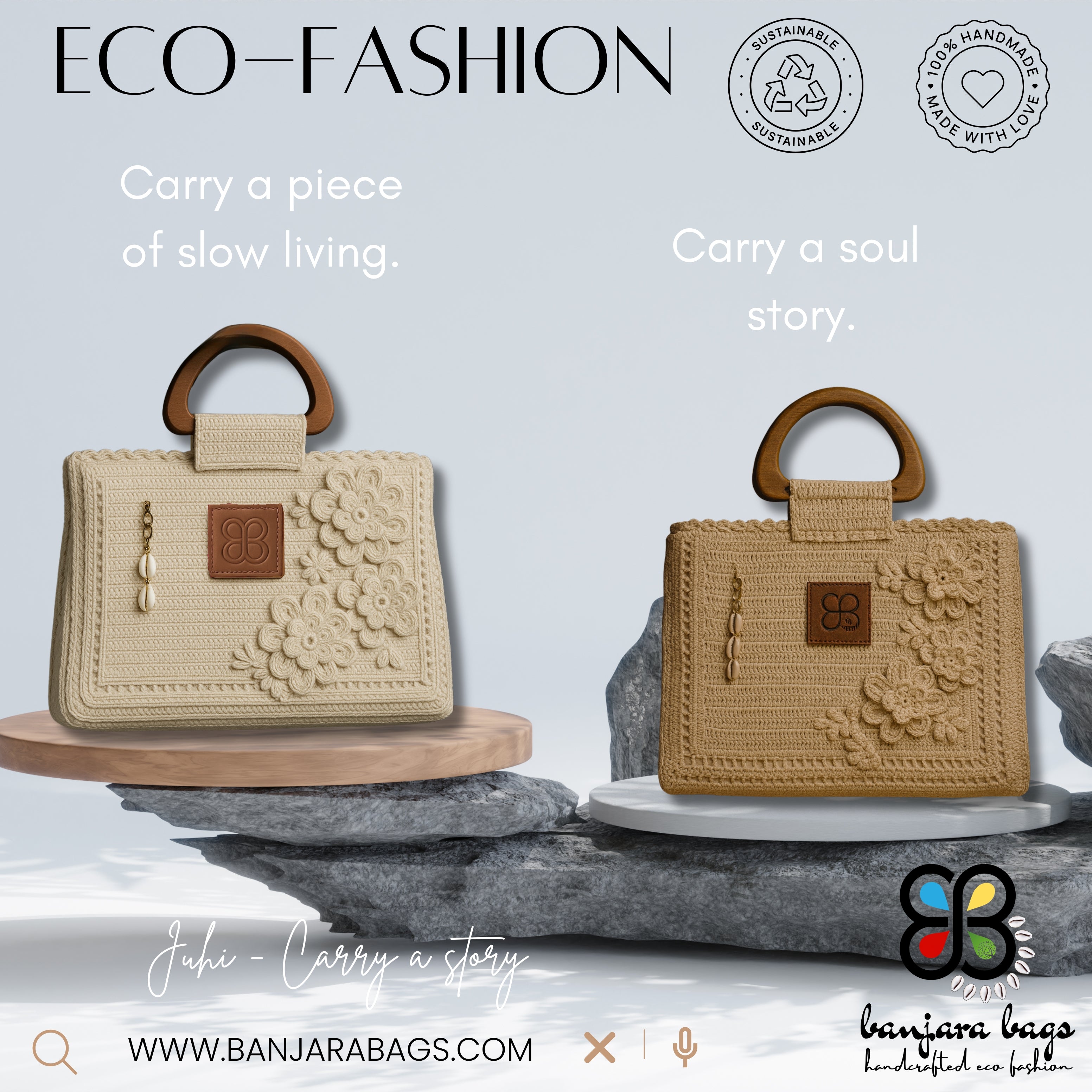 Juhi in Off-White - A Stylish, Sustainable Work Tote for Eco-conscious women - Banjara Bags