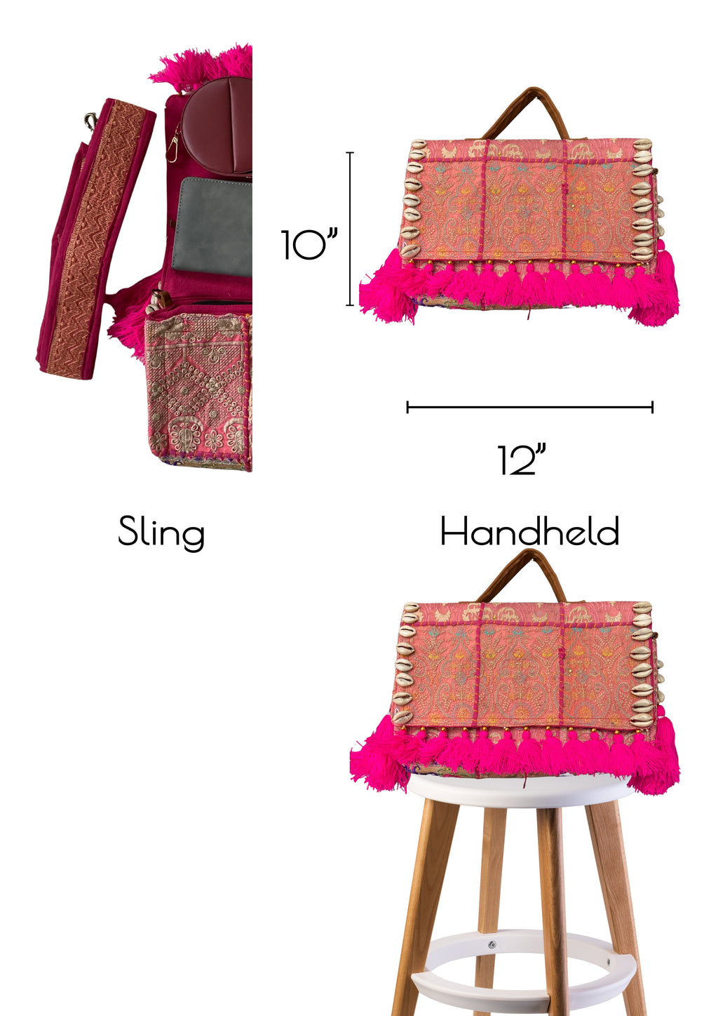 Ruhi - Luxury Handheld in Pink - Banjara Bags
