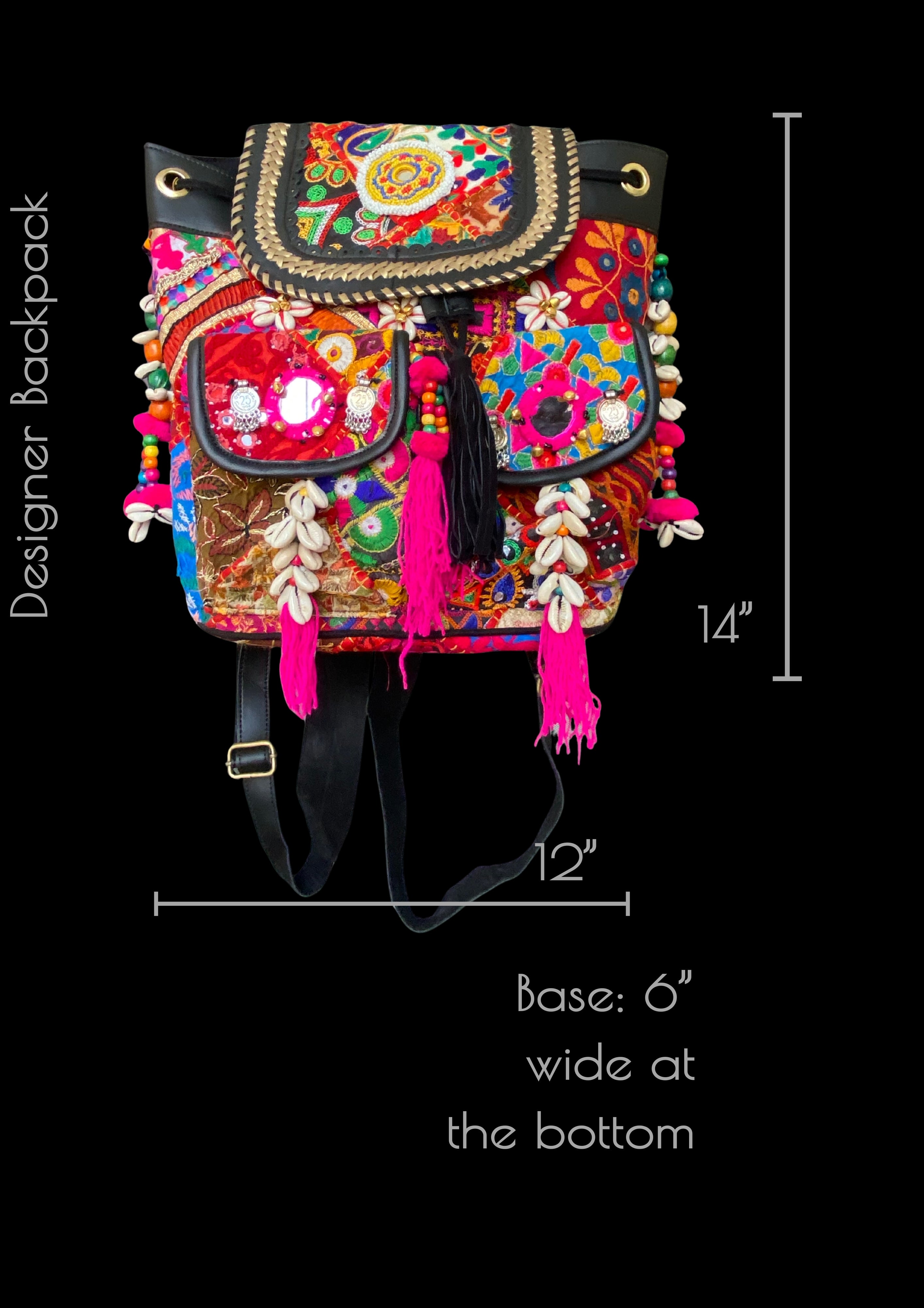 Azure Designer Backpack Microbead Medallion - Carry Culture - Banjara Bags