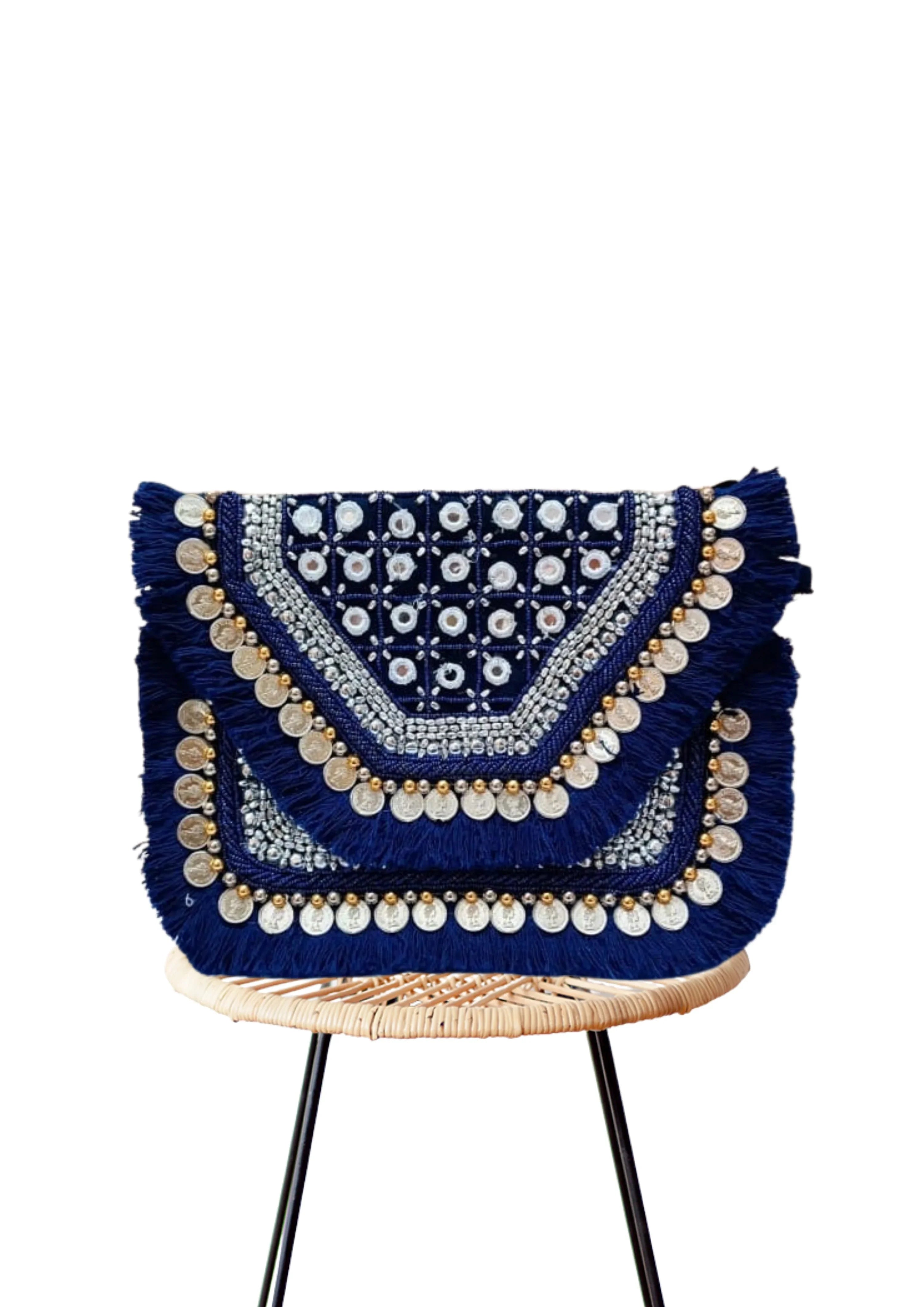 Athira - Midnight Blue Fringe - Banjara Bags