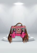 Ruhi - Soulful Elegance in Bubblegum Pink Tassels - Banjara Bags
