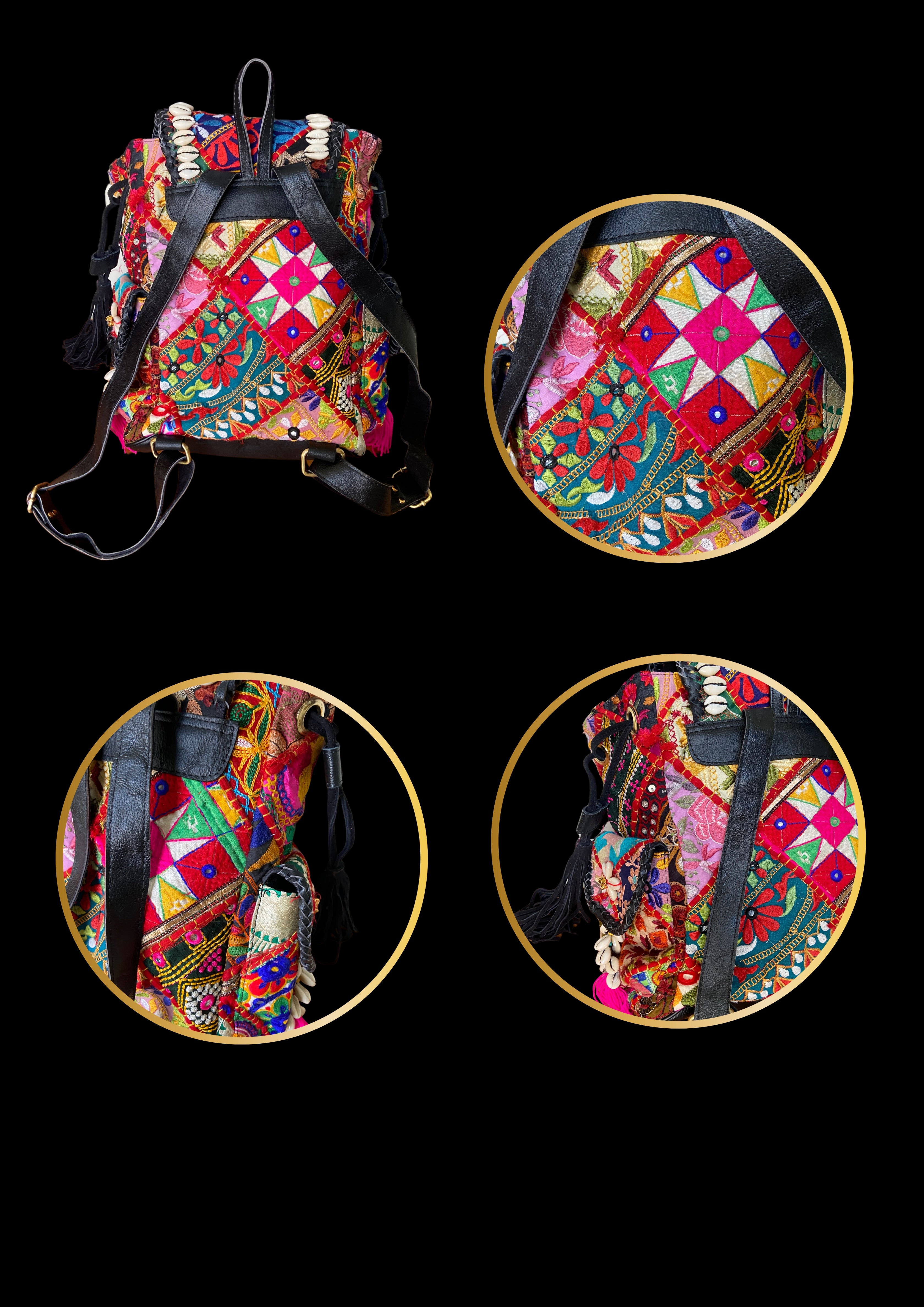 Azure Designer Backpack Sterling Silver Medallion - Carry Culture - Banjara Bags