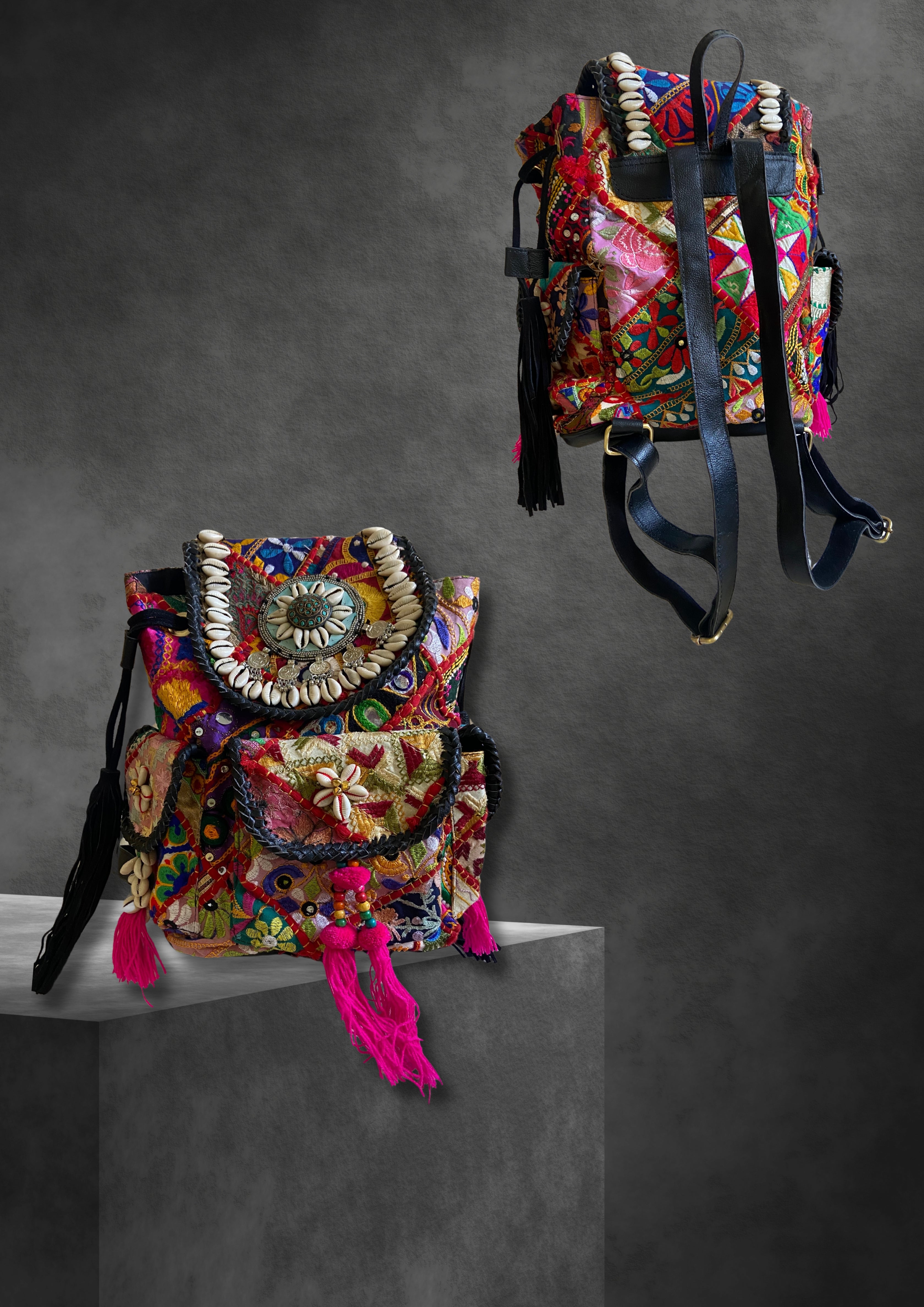 Azure Designer Backpack Sterling Silver Medallion - Carry Culture - Banjara Bags