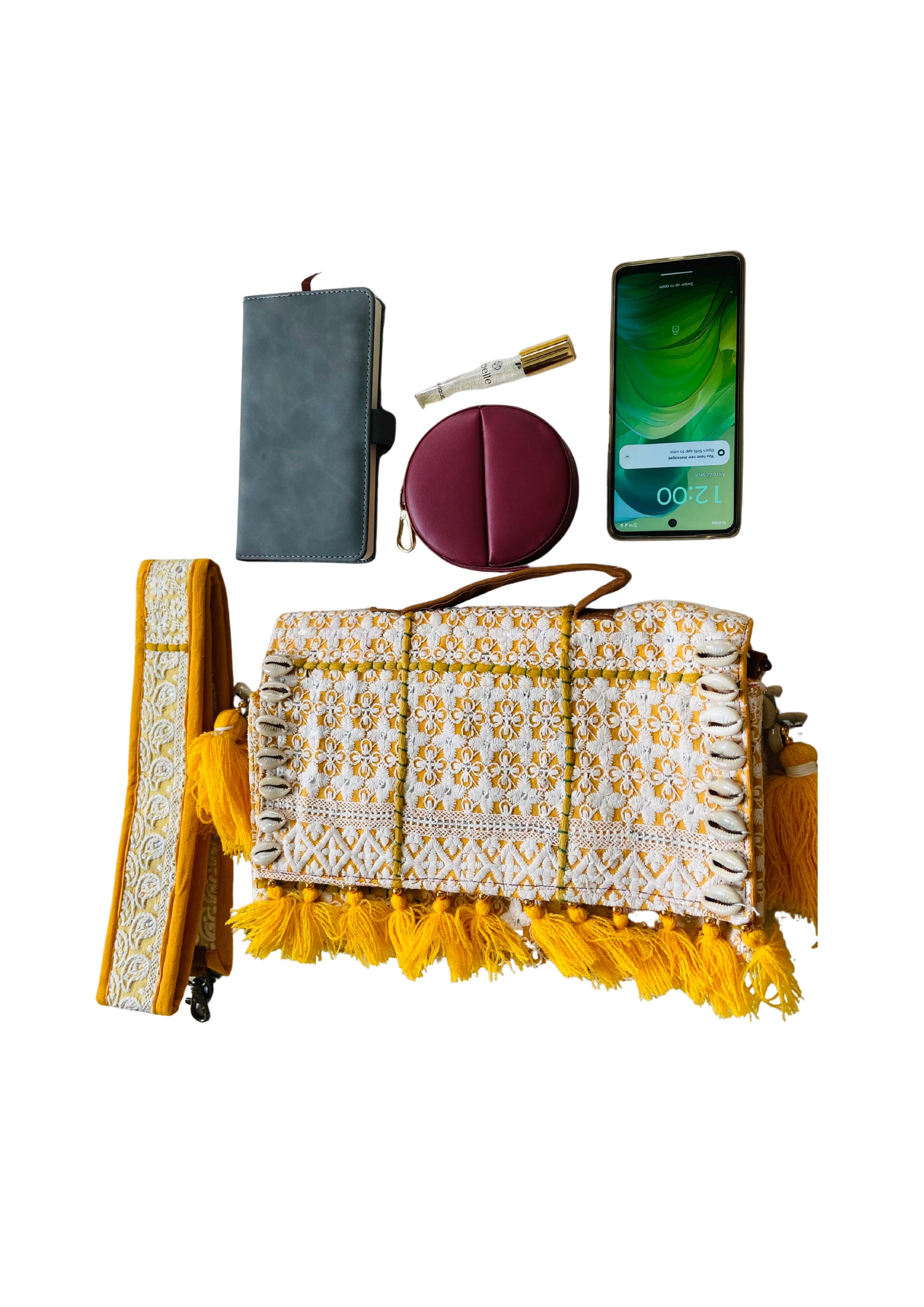 Ruhi - Luxury Handheld in Sunflower Yellow - Banjara Bags