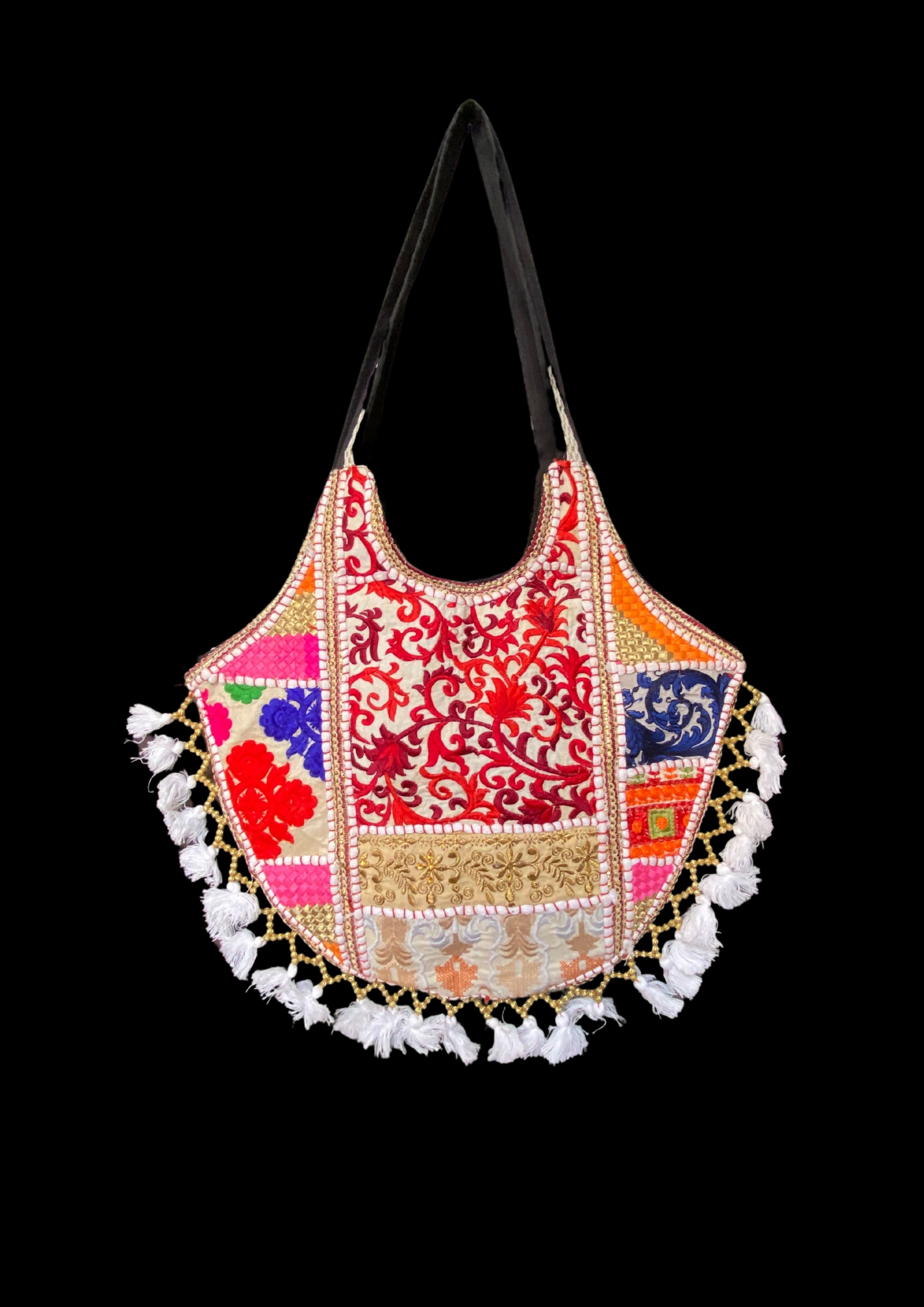 Mithra - Snow White Tassles - Banjara Bags