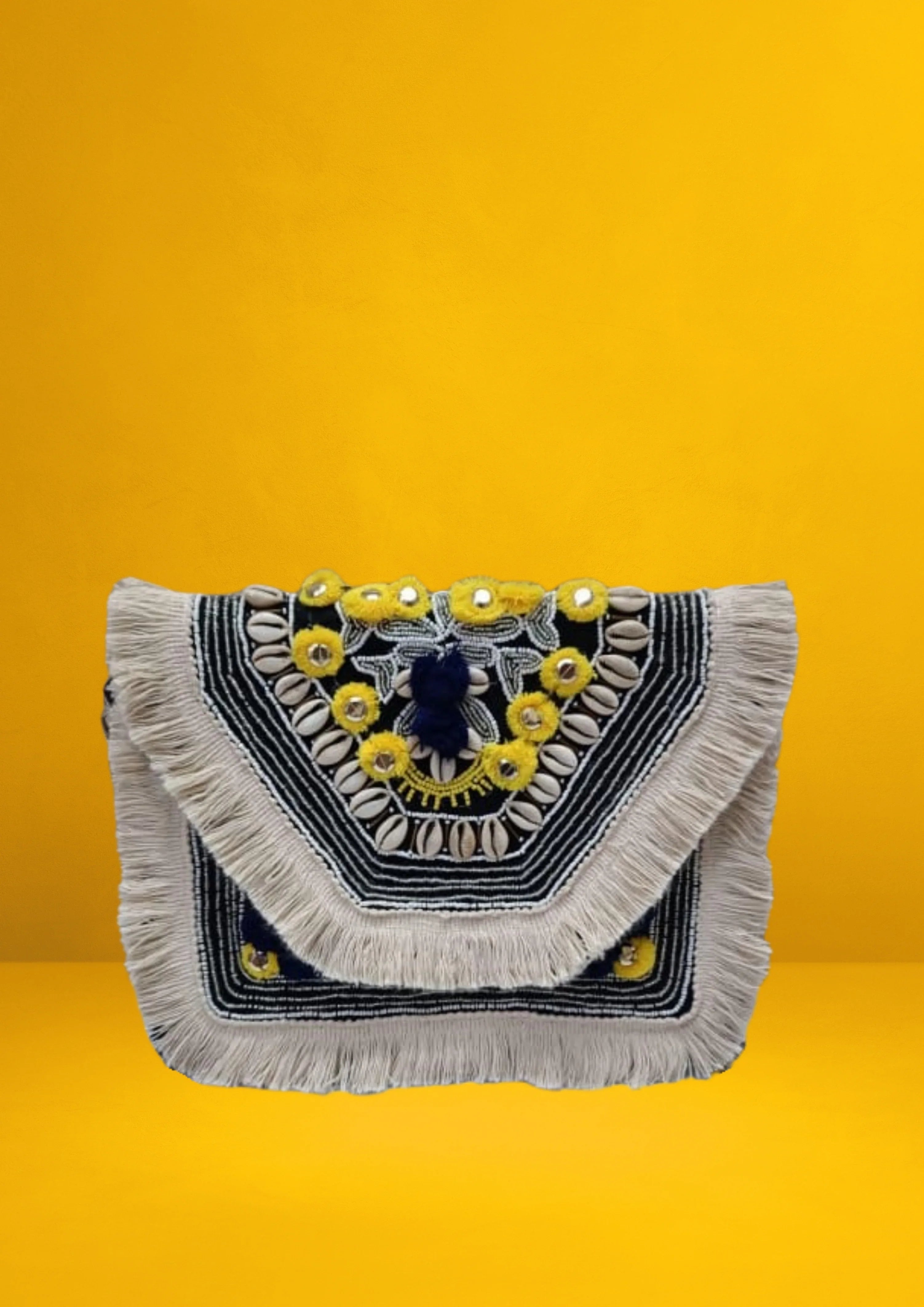 Athira - Monochrome Yellow Accents - Banjara Bags