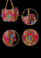 Aaliyah Designer Tote - Coin Tassel and Micro-bead Medallion - Banjara Bags