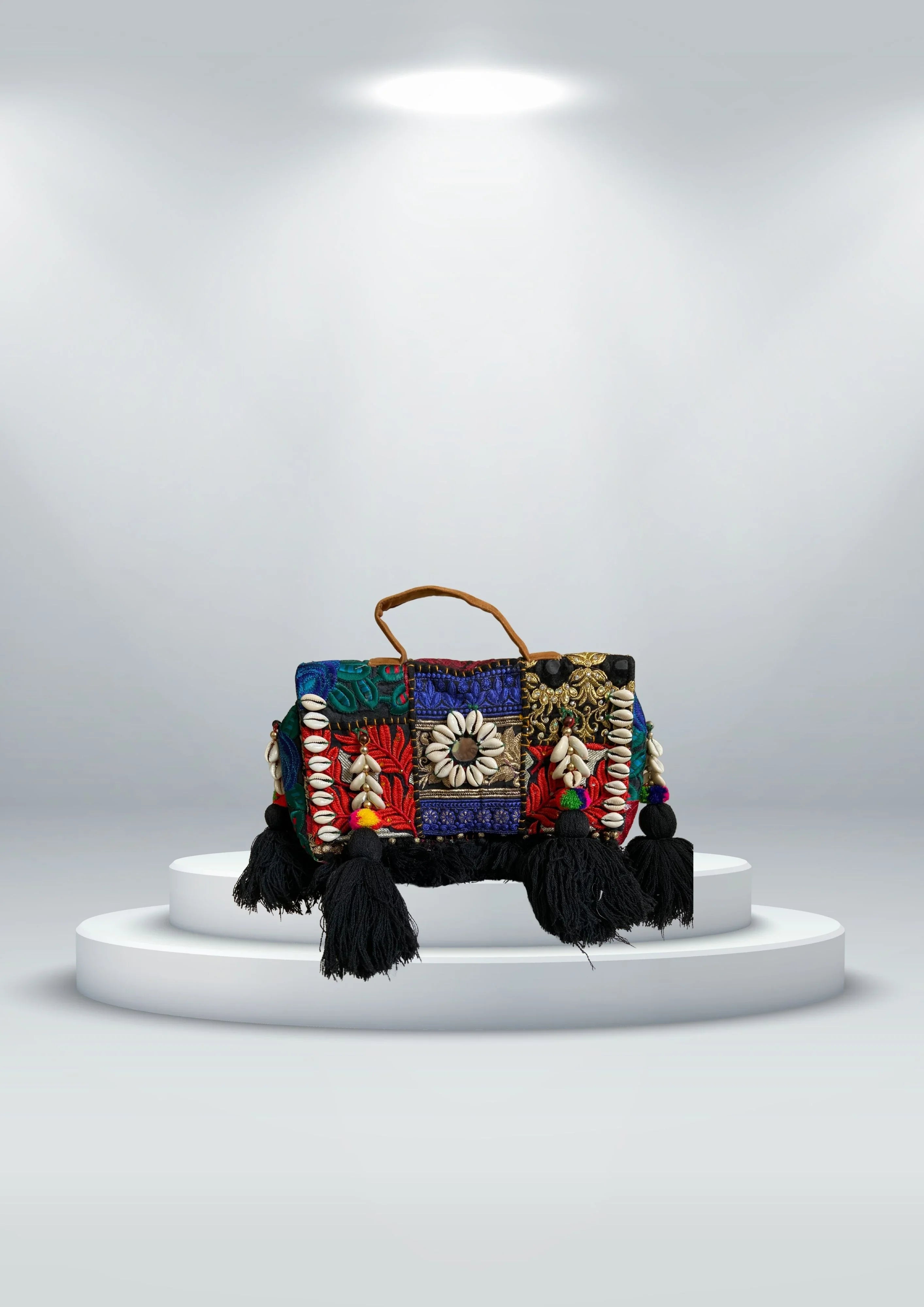 Ruhi - Soulful Elegance in Midnight Black Tassels - Banjara Bags