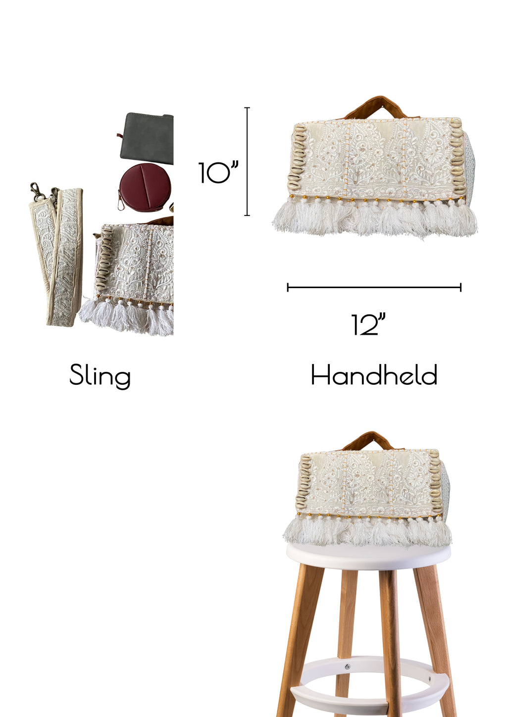 Ruhi - Luxury Handheld in Snow White - Banjara Bags