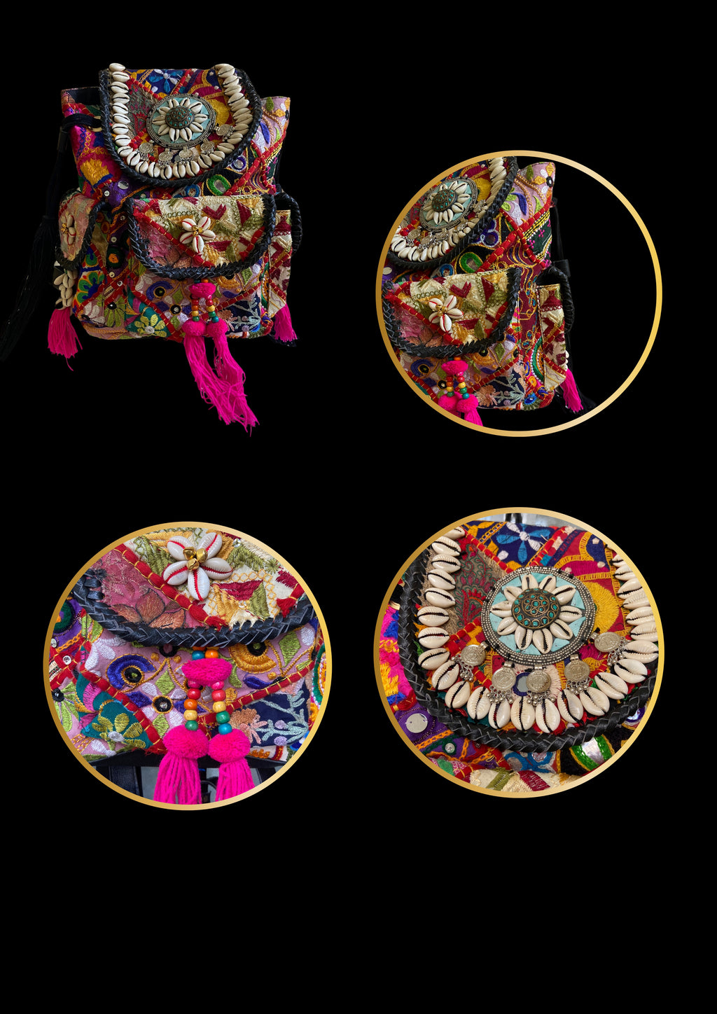 Azure Designer Backpack Sterling Silver Medallion - Carry Culture - Banjara Bags