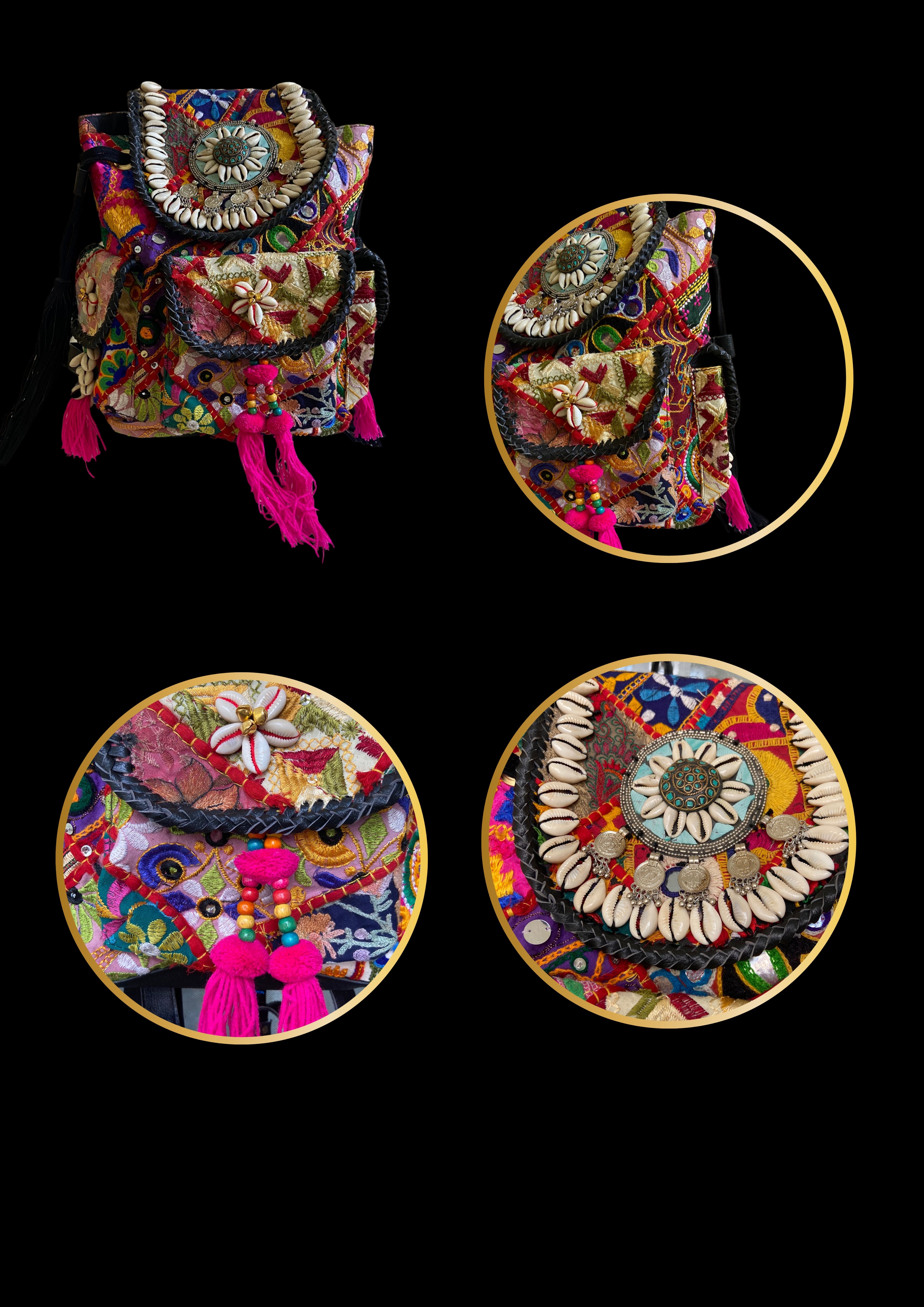 Azure Designer Backpack Sterling Silver Medallion - Carry Culture - Banjara Bags