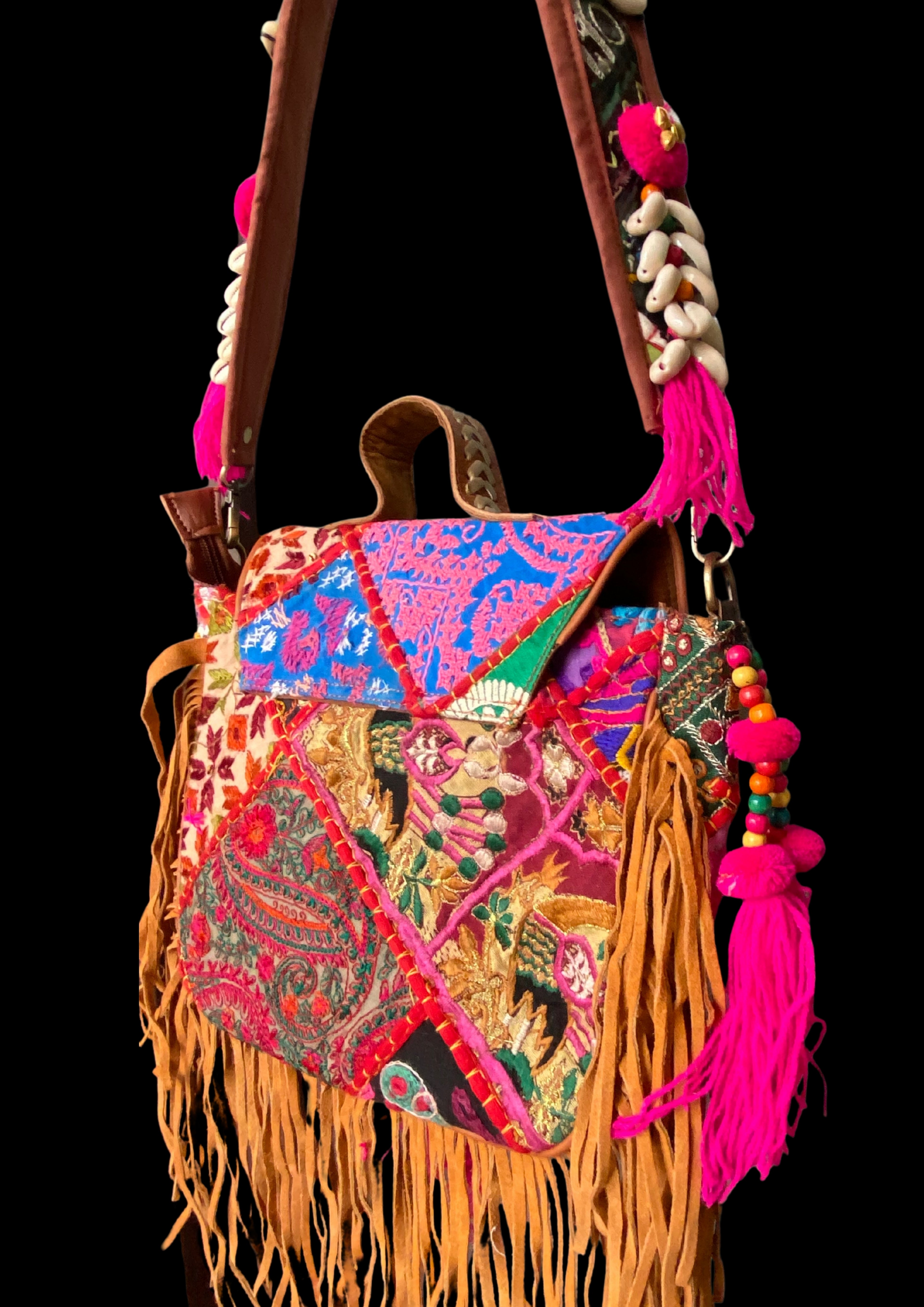 Ruhi Luxe Cowgirl Sling with Mirrorwork - Banjara Bags