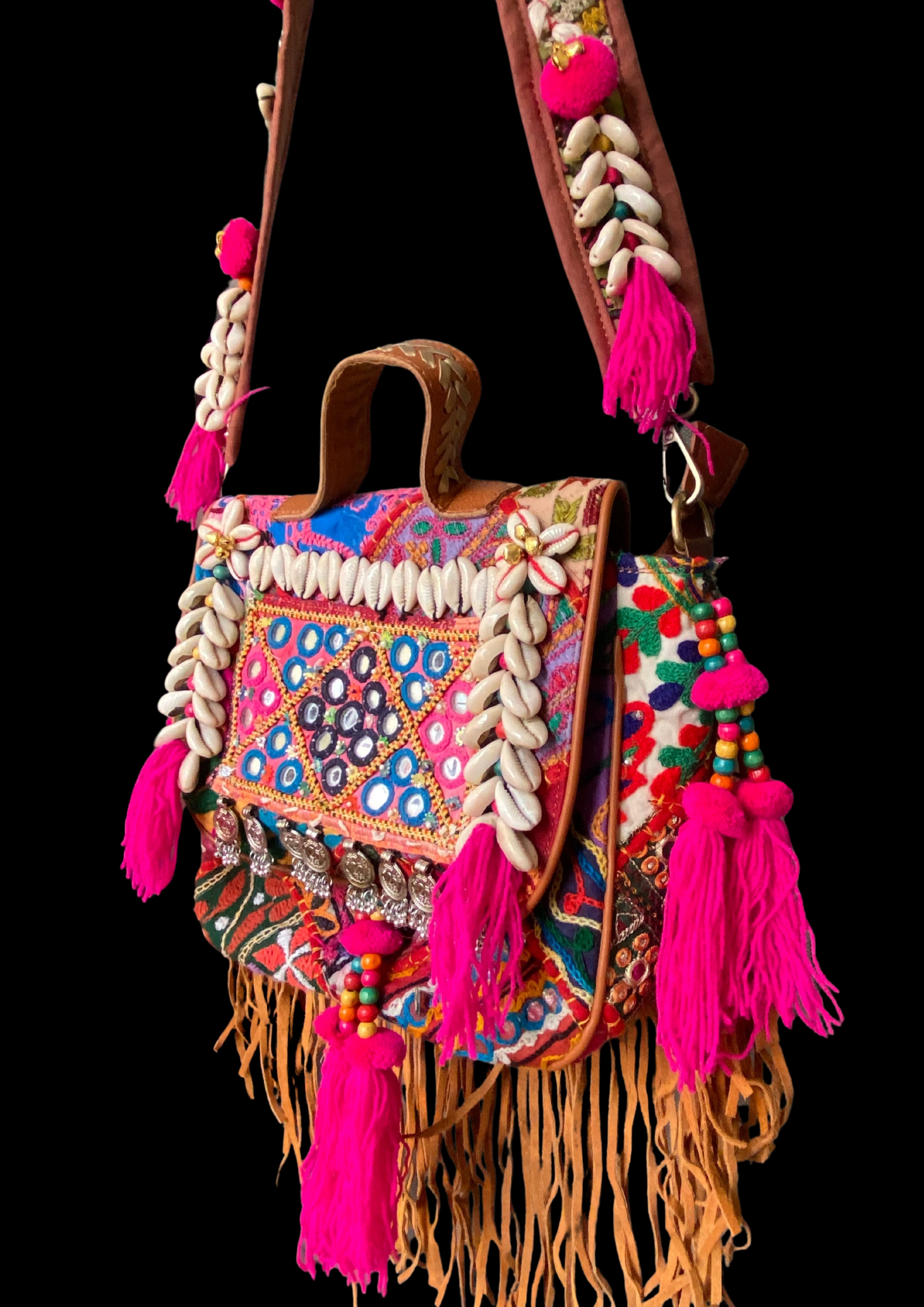 Ruhi Luxe Cowgirl Sling with Mirrorwork - Banjara Bags