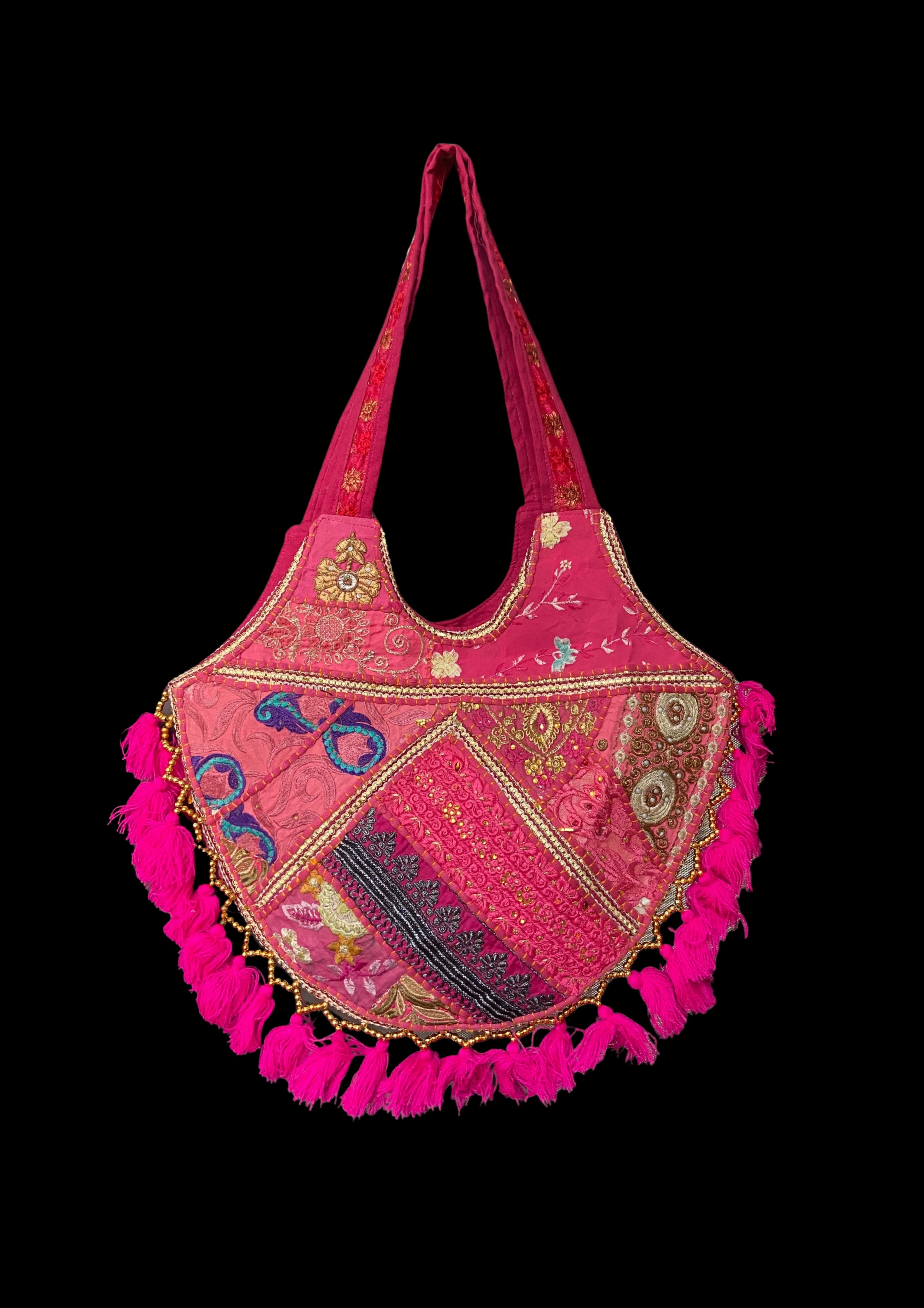 Mithra - Rani Pink Tassles - Banjara Bags
