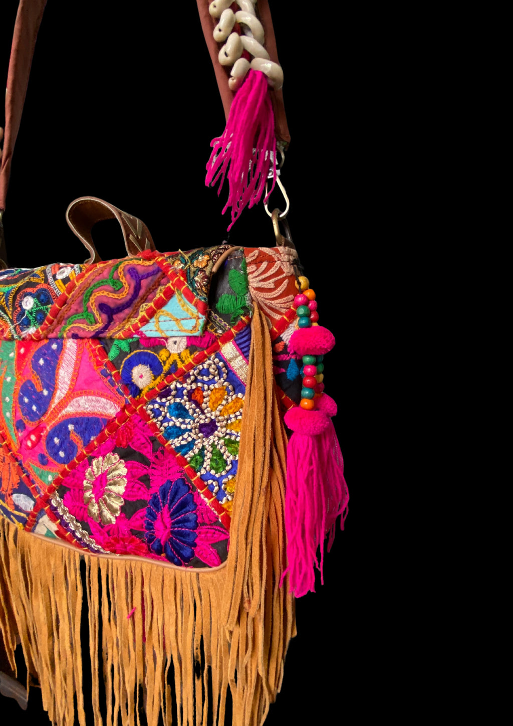 Ruhi Luxe Cowgirl Sling with Micro-bead Medallion - Banjara Bags
