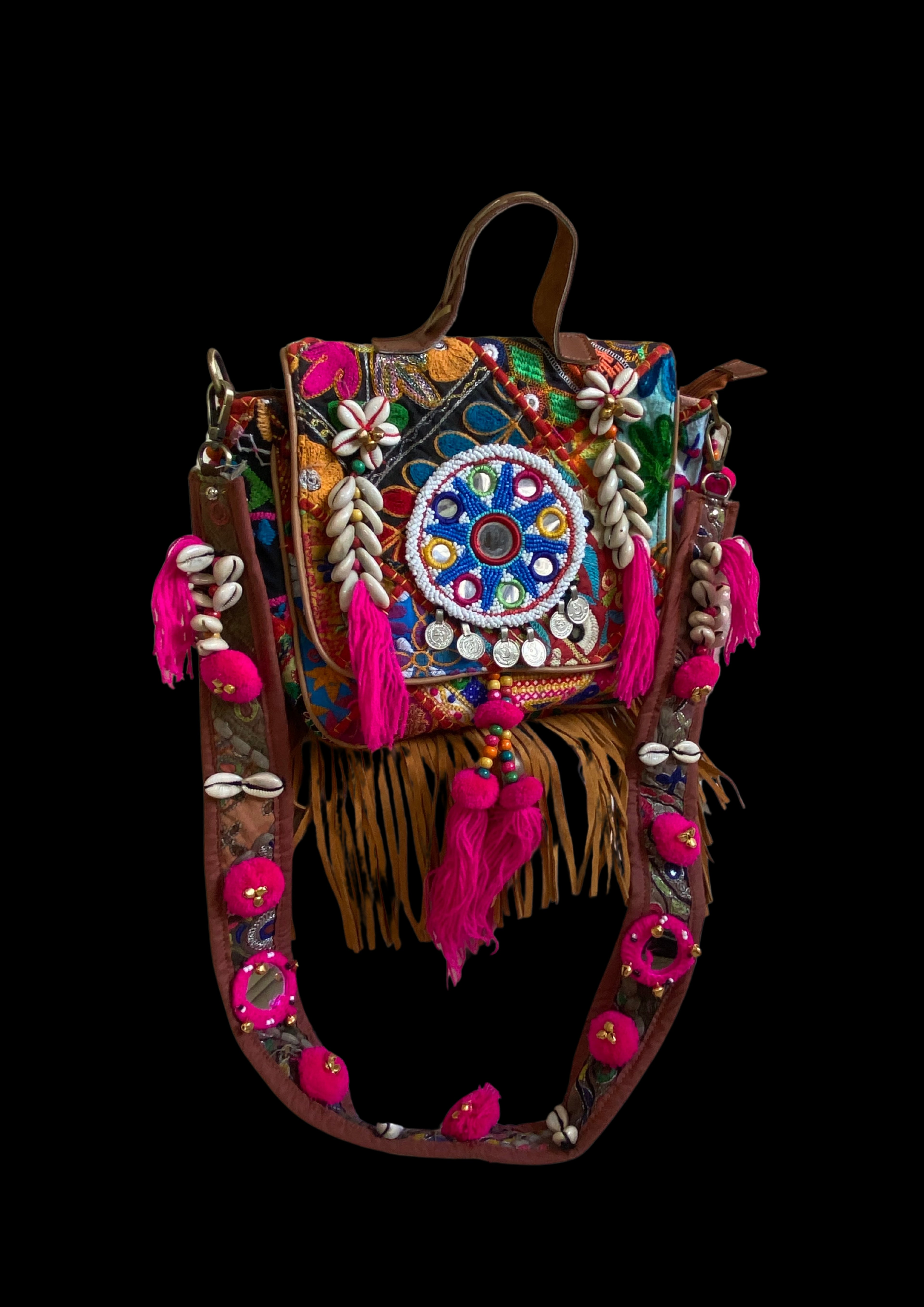 Ruhi Luxe Cowgirl Sling with Micro-bead Medallion - Banjara Bags