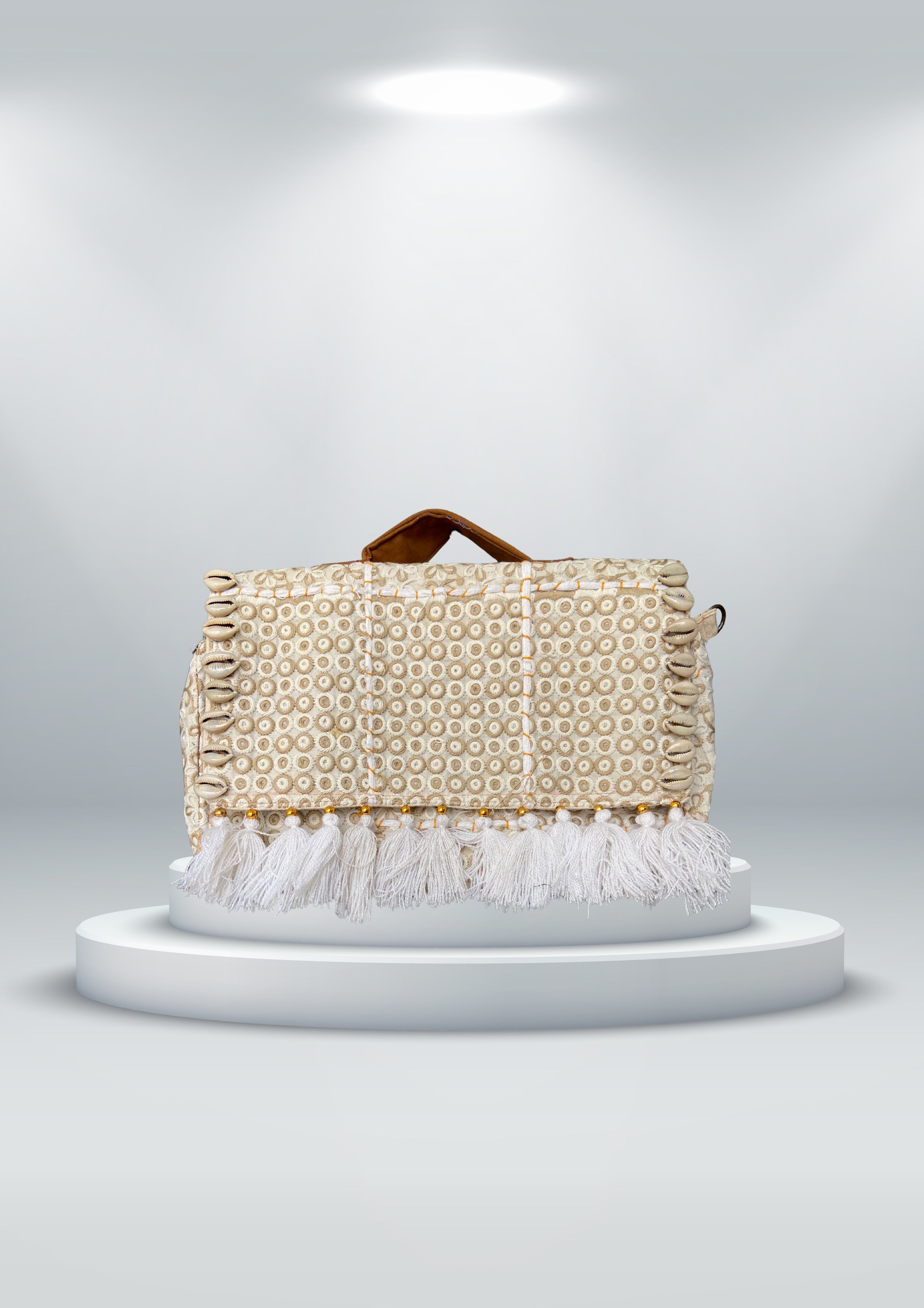 Ruhi - Luxury Handheld in Pearl White - Banjara Bags