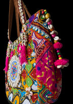Aaliyah Designer Tote - Cowrie Shell and Micro-bead Medallion - Banjara Bags