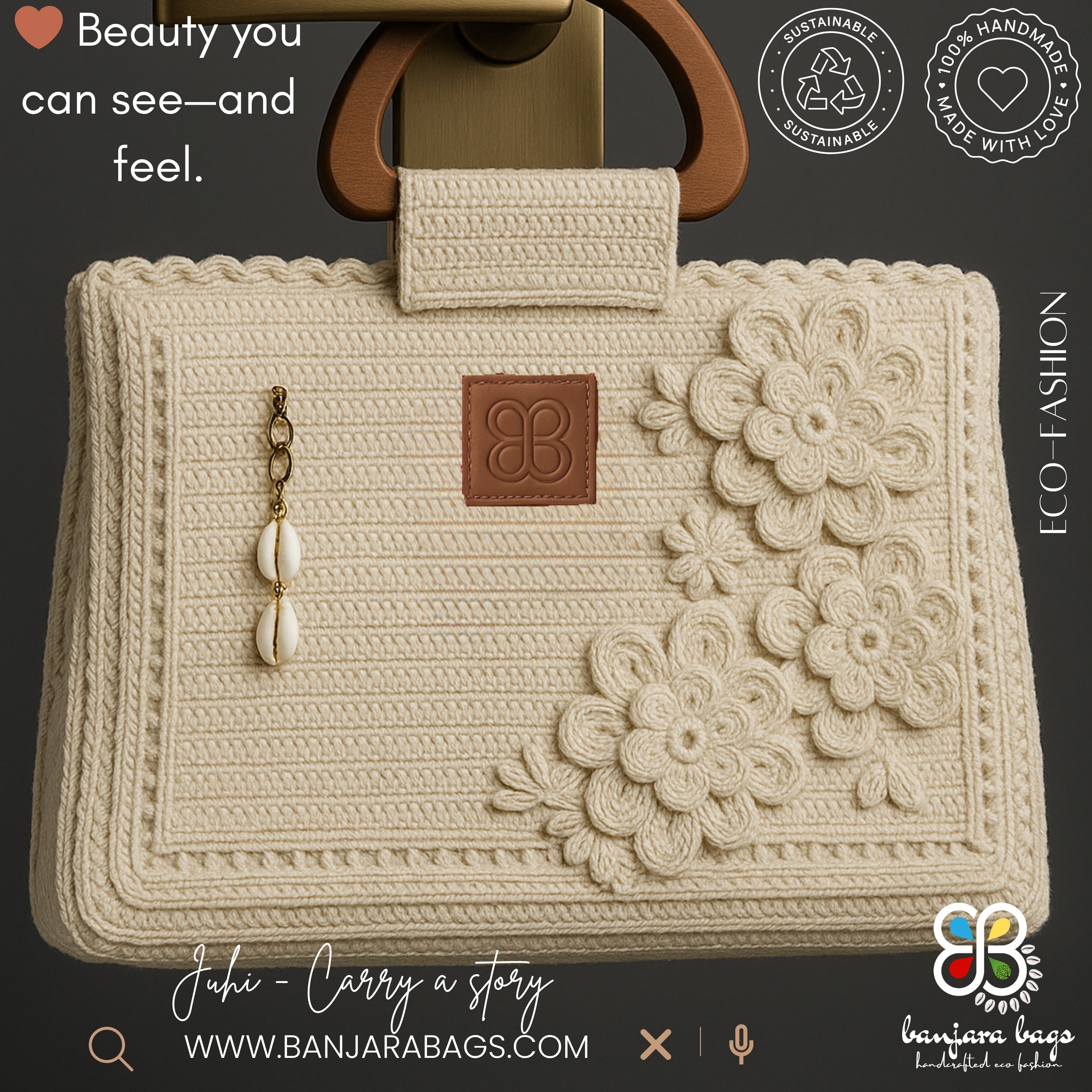 Juhi in Off-White - A Stylish, Sustainable Work Tote for Eco-conscious women - Banjara Bags