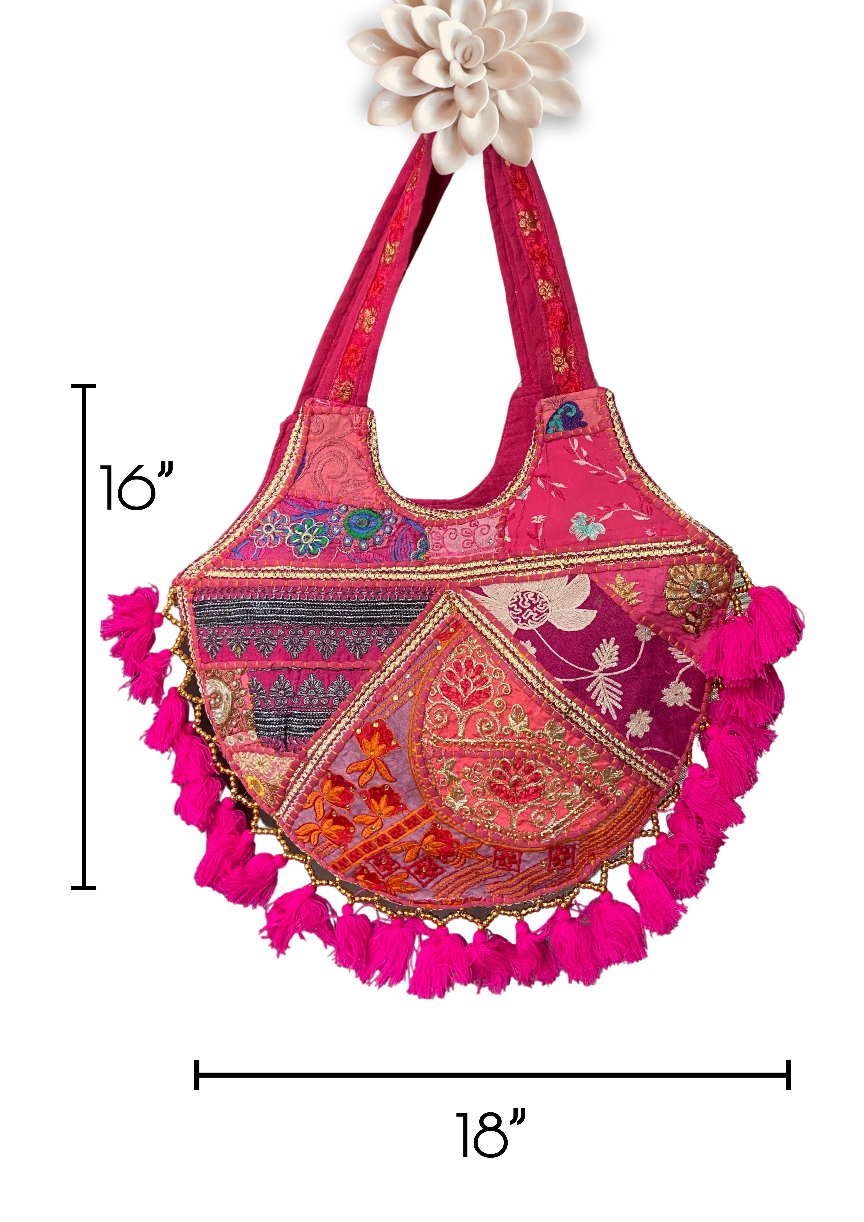 Mithra - Rani Pink Tassles - Banjara Bags