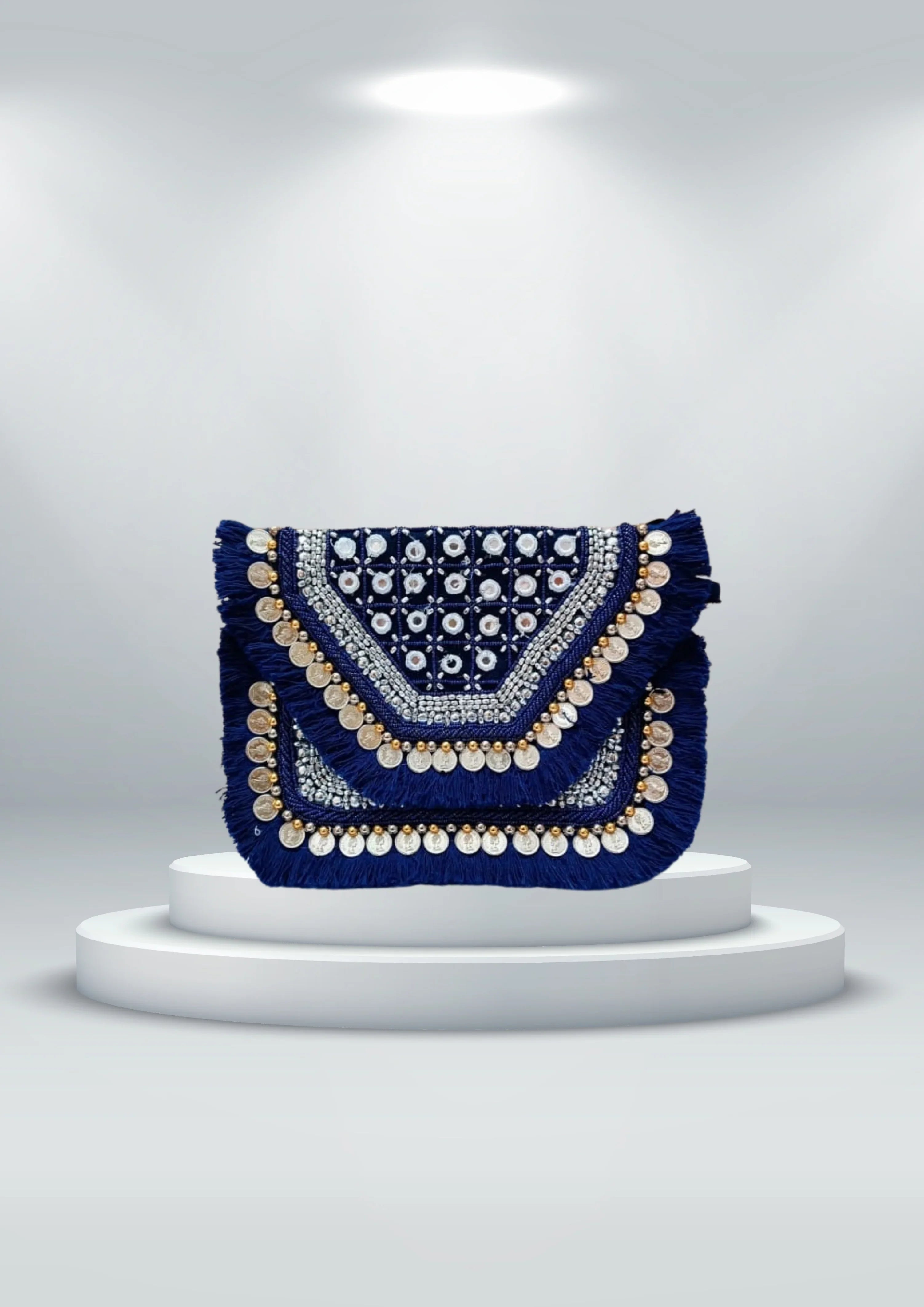 Athira - Midnight Blue Fringe - Banjara Bags