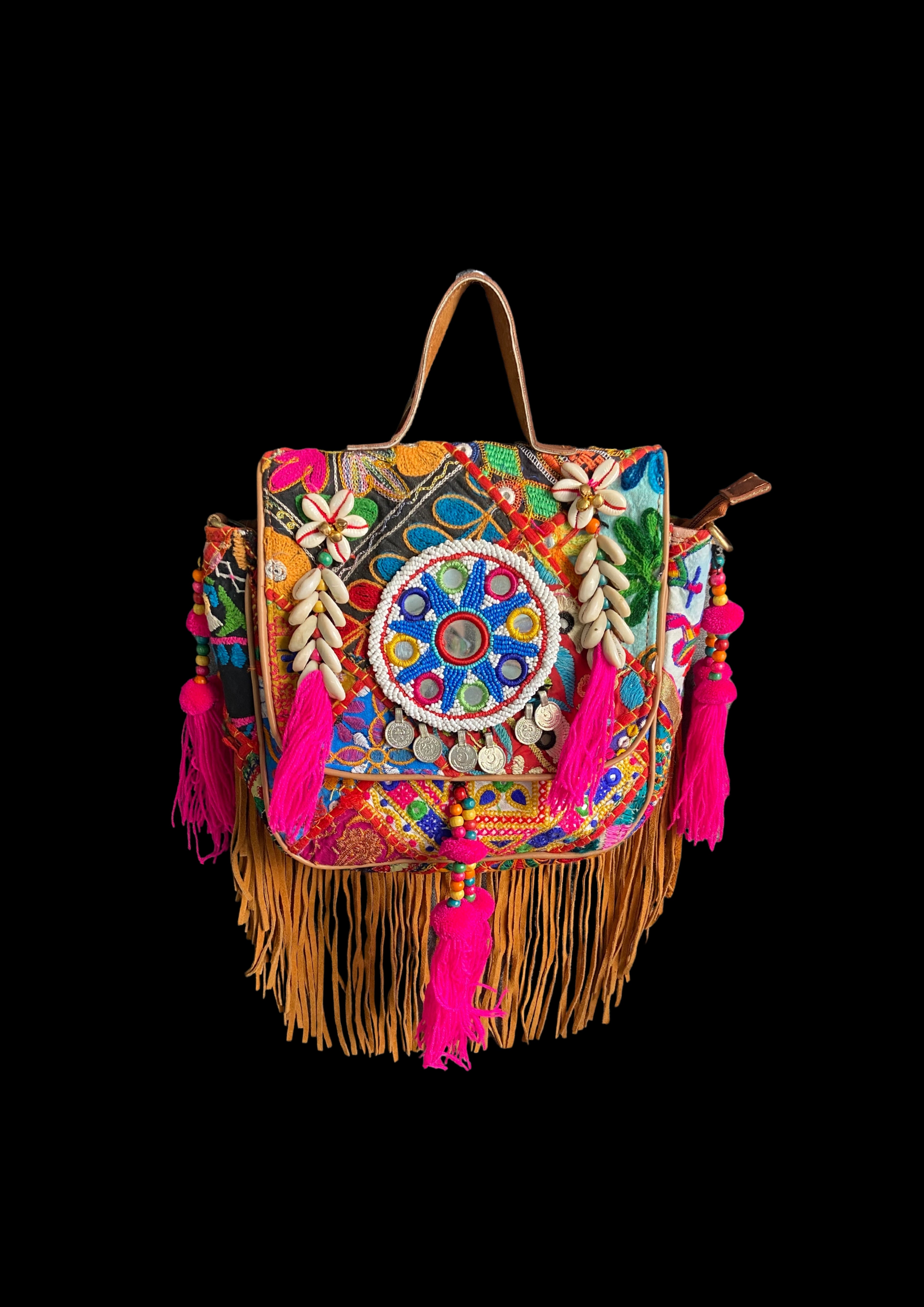 Ruhi Luxe Cowgirl Sling with Micro-bead Medallion - Banjara Bags