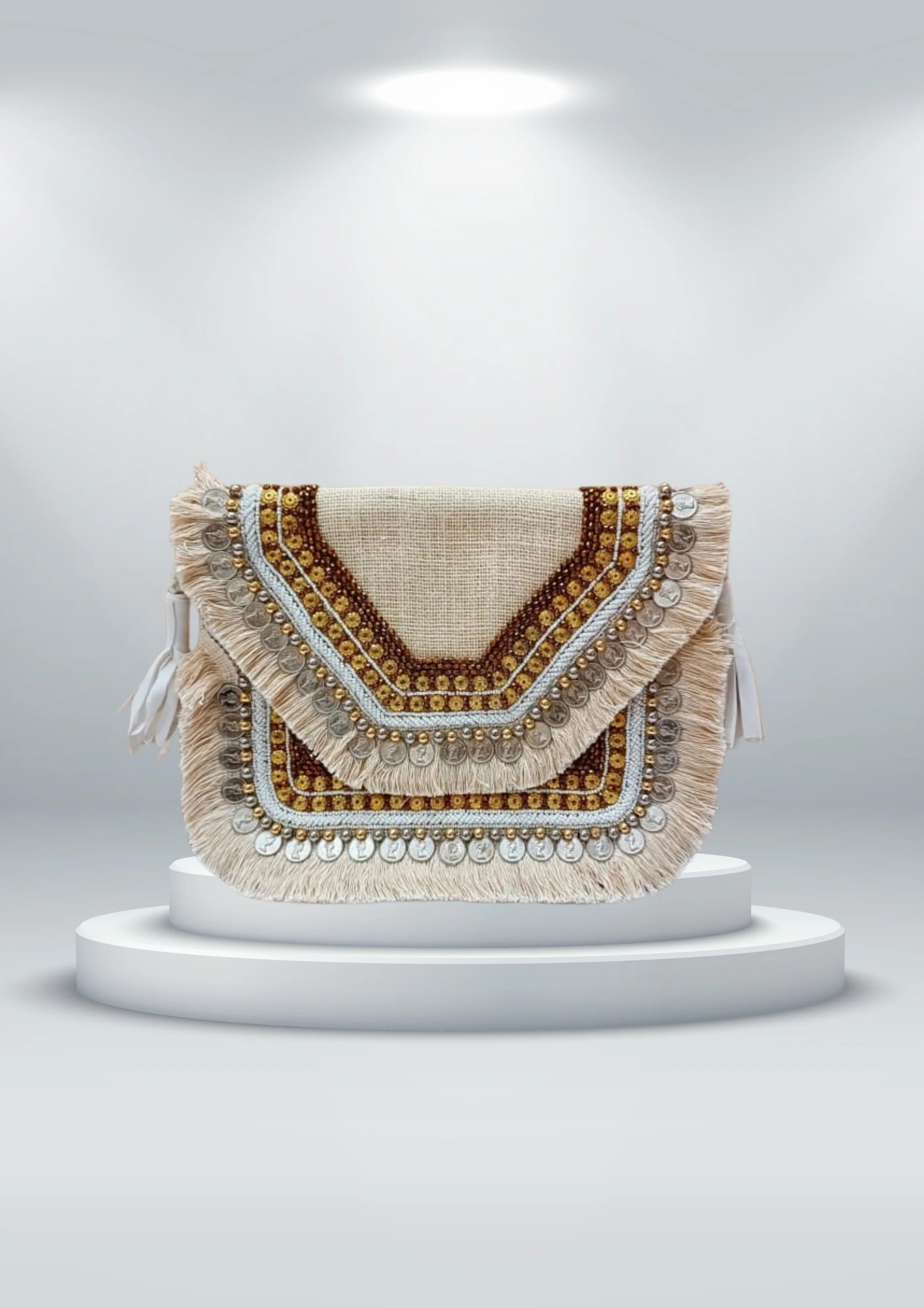 Athira - Jute Beige Fringe - Banjara Bags