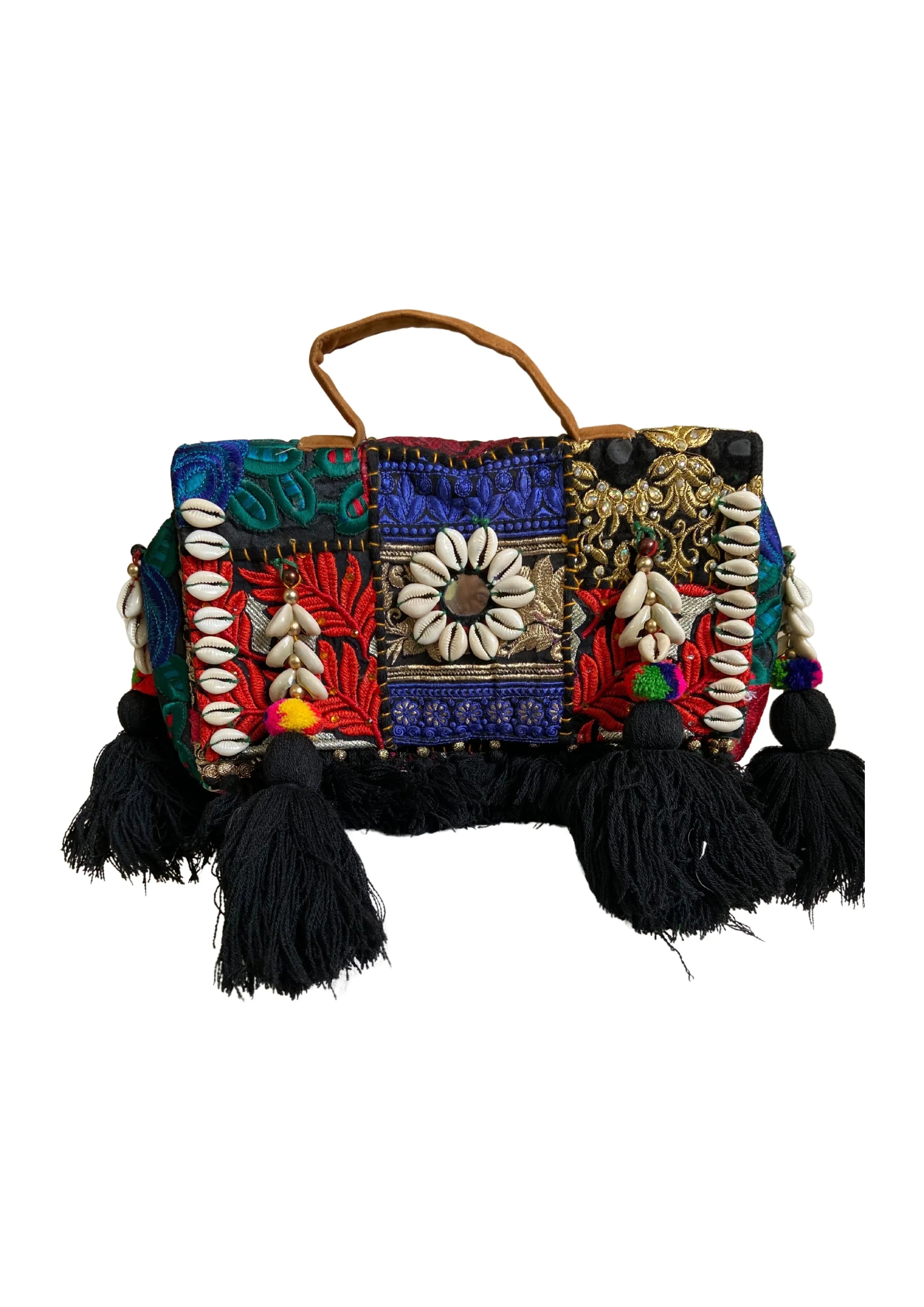 Ruhi - Soulful Elegance in Midnight Black Tassels - Banjara Bags