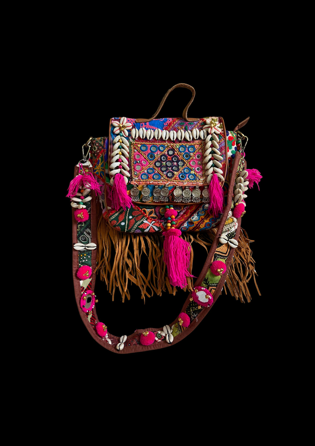 Ruhi Luxe Cowgirl Sling with Mirrorwork - Banjara Bags