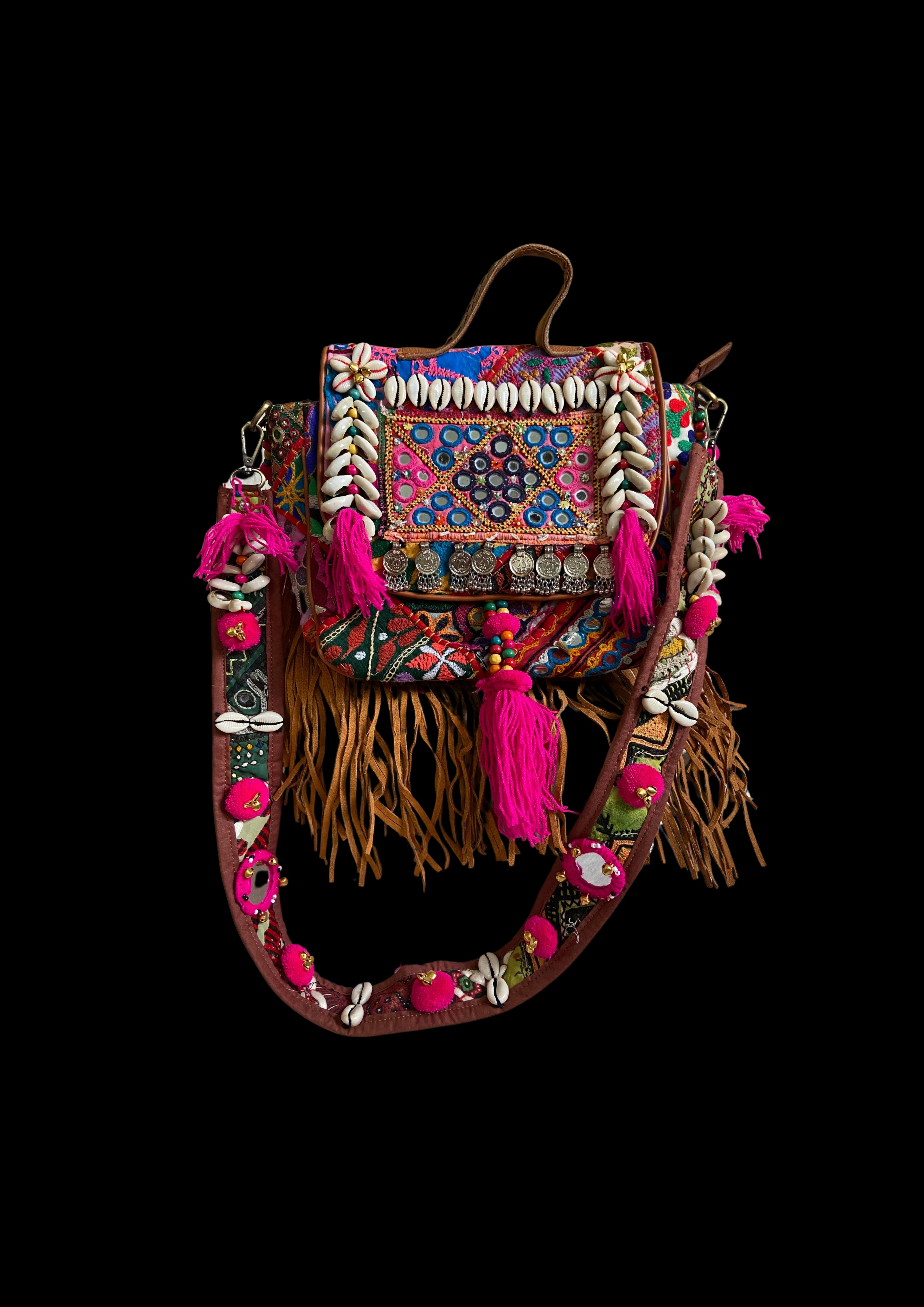 Ruhi Luxe Cowgirl Sling with Mirrorwork - Banjara Bags