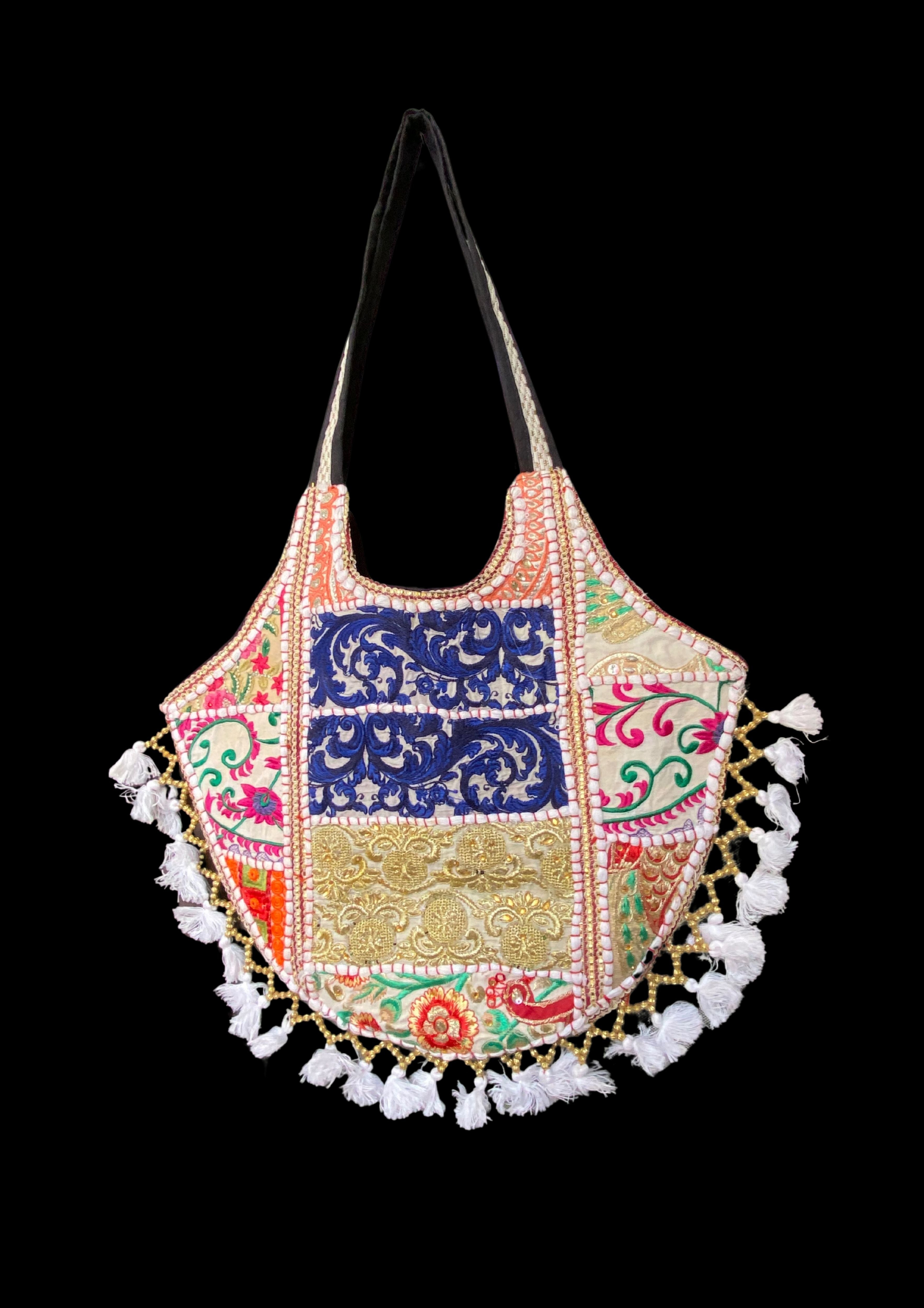 Mithra - Snow White Tassles - Banjara Bags