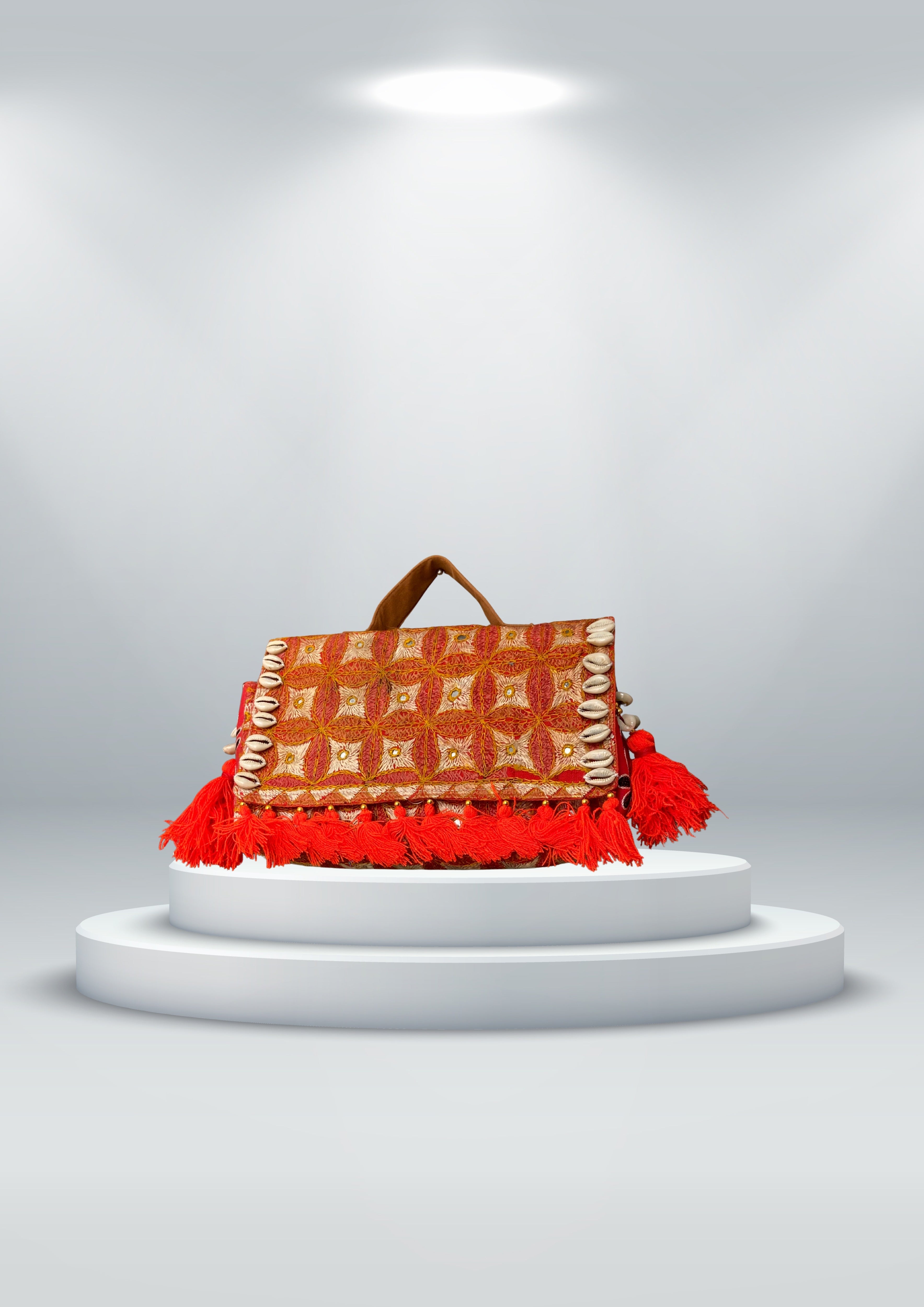 Ruhi - Luxury Handheld in Flame Orange - Banjara Bags