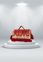 Ruhi - Luxury Handheld in Cream and Maroon - Banjara Bags