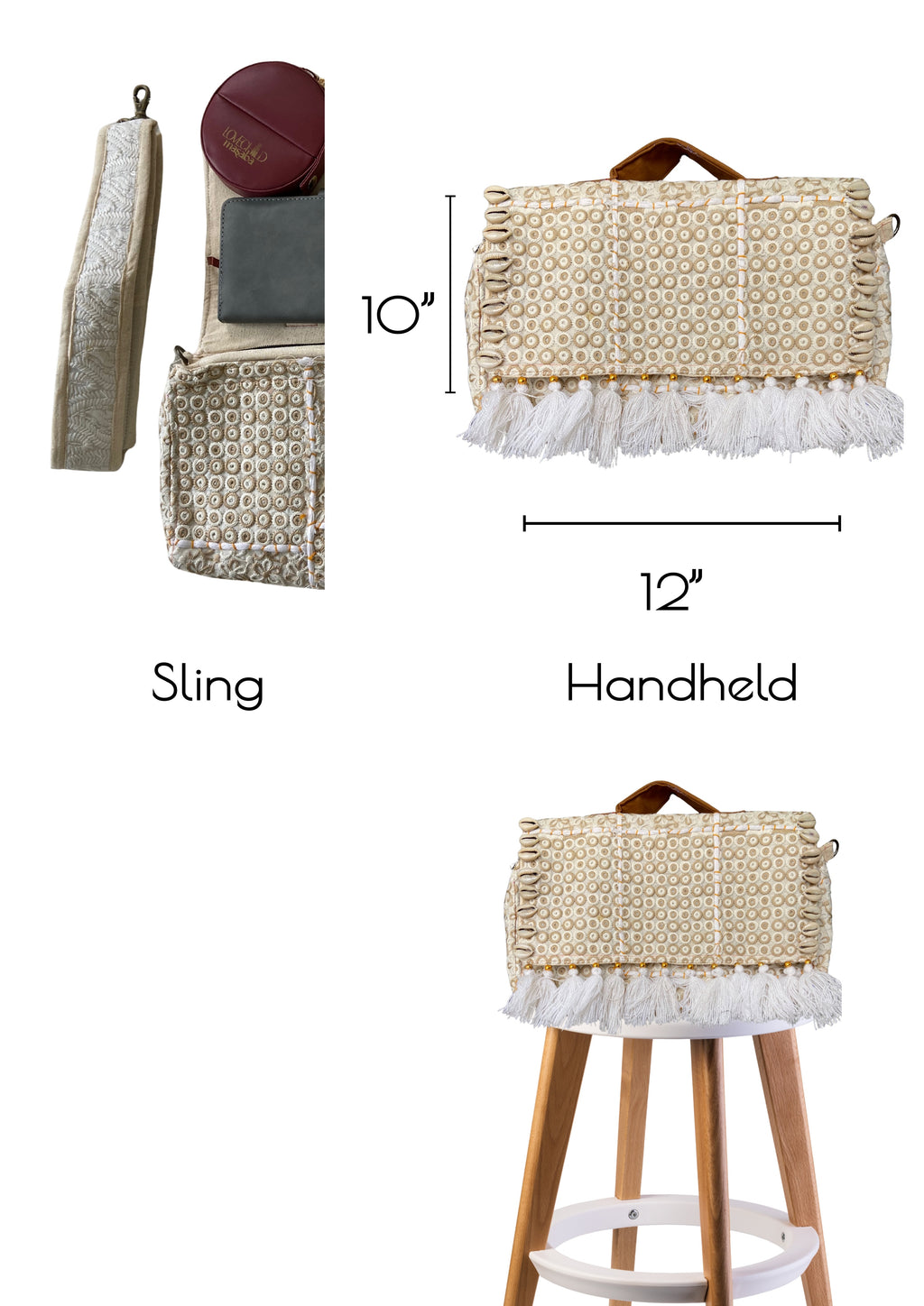 Ruhi - Luxury Handheld in Pearl White - Banjara Bags