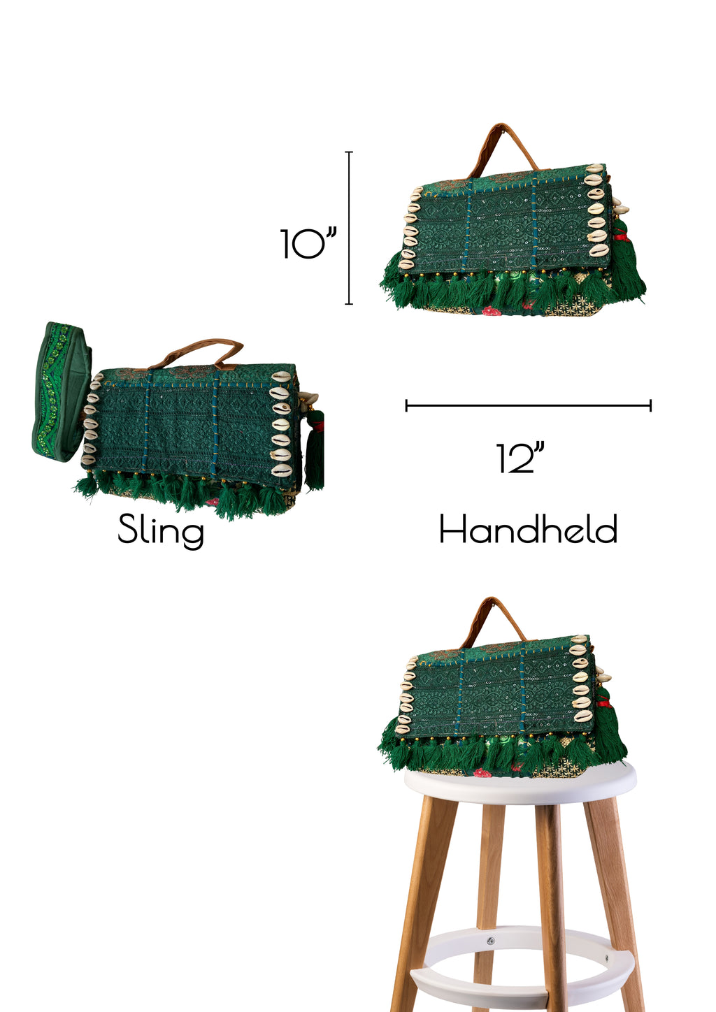 Ruhi - Luxury Handheld in Emerald Green - Banjara Bags