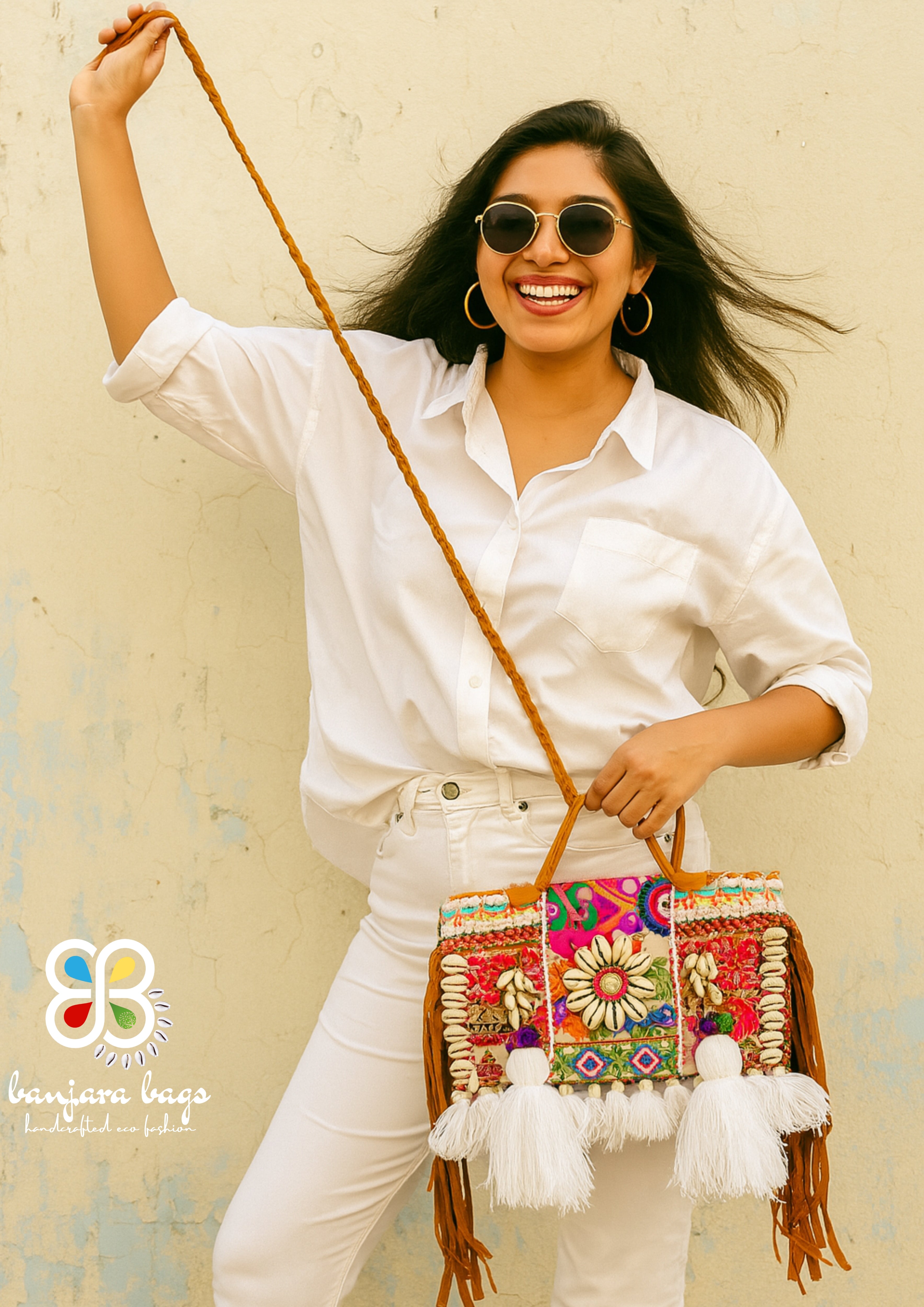 Ruhi - Soulful Elegance In Pearl White Tassels - Banjara Bags