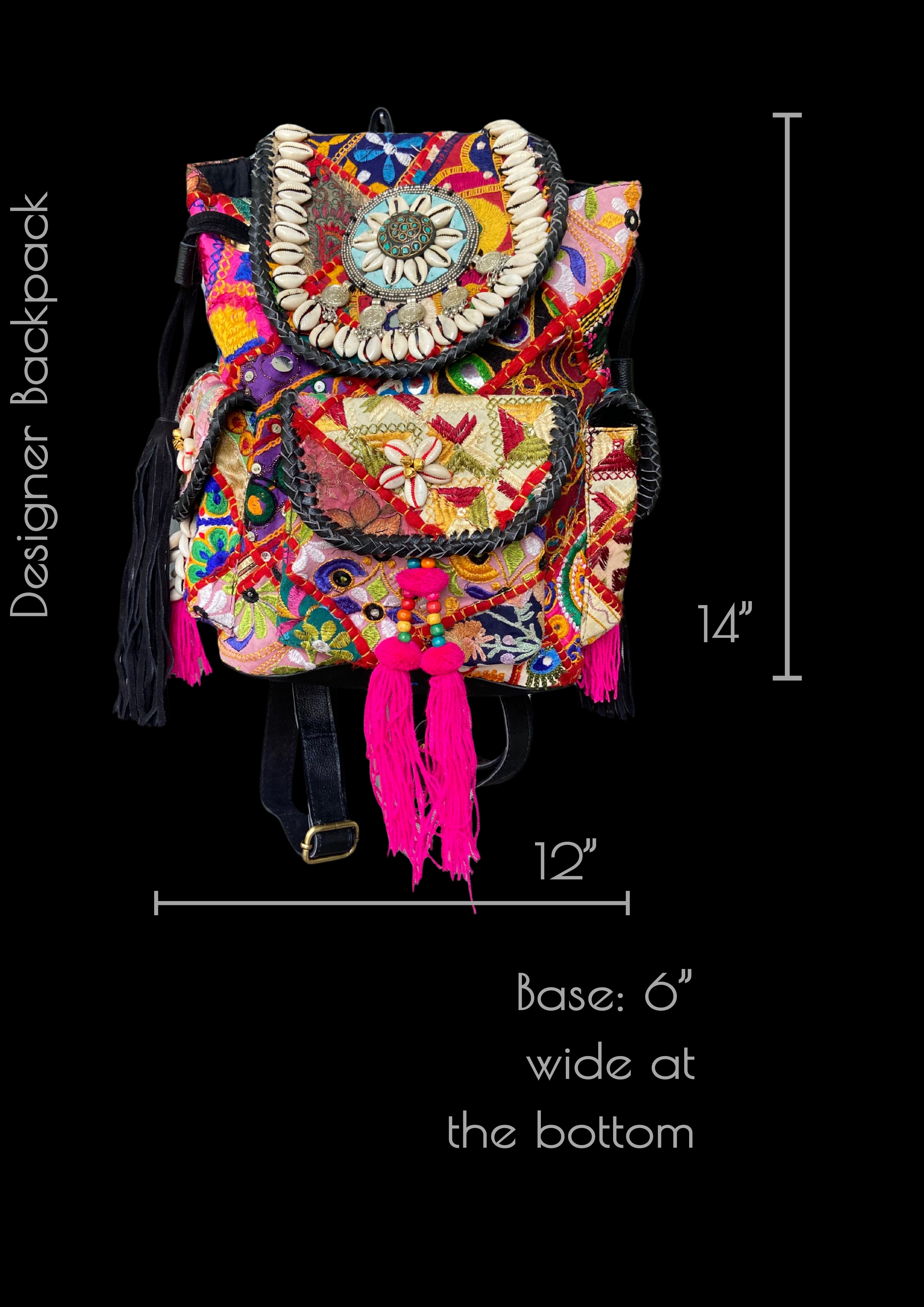 Azure Designer Backpack Sterling Silver Medallion - Carry Culture - Banjara Bags