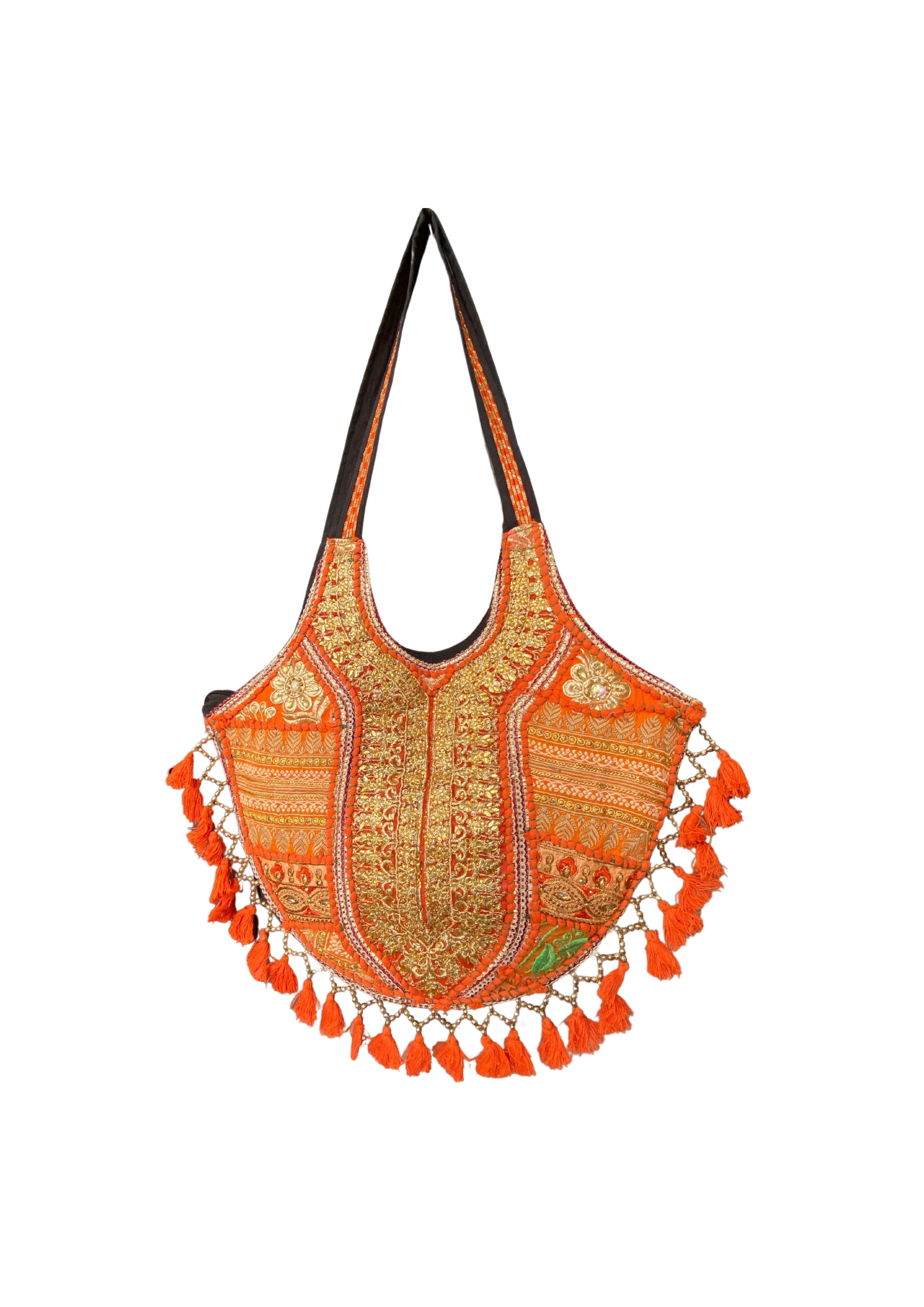 Mithra - Orange Tassles - Banjara Bags