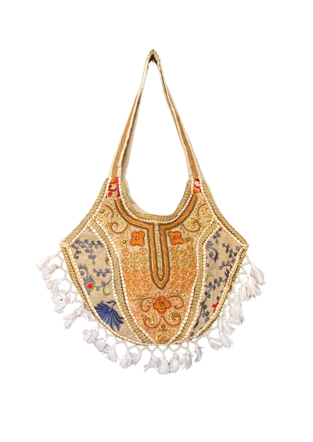 Mithra - Pearl White Tassles - Banjara Bags