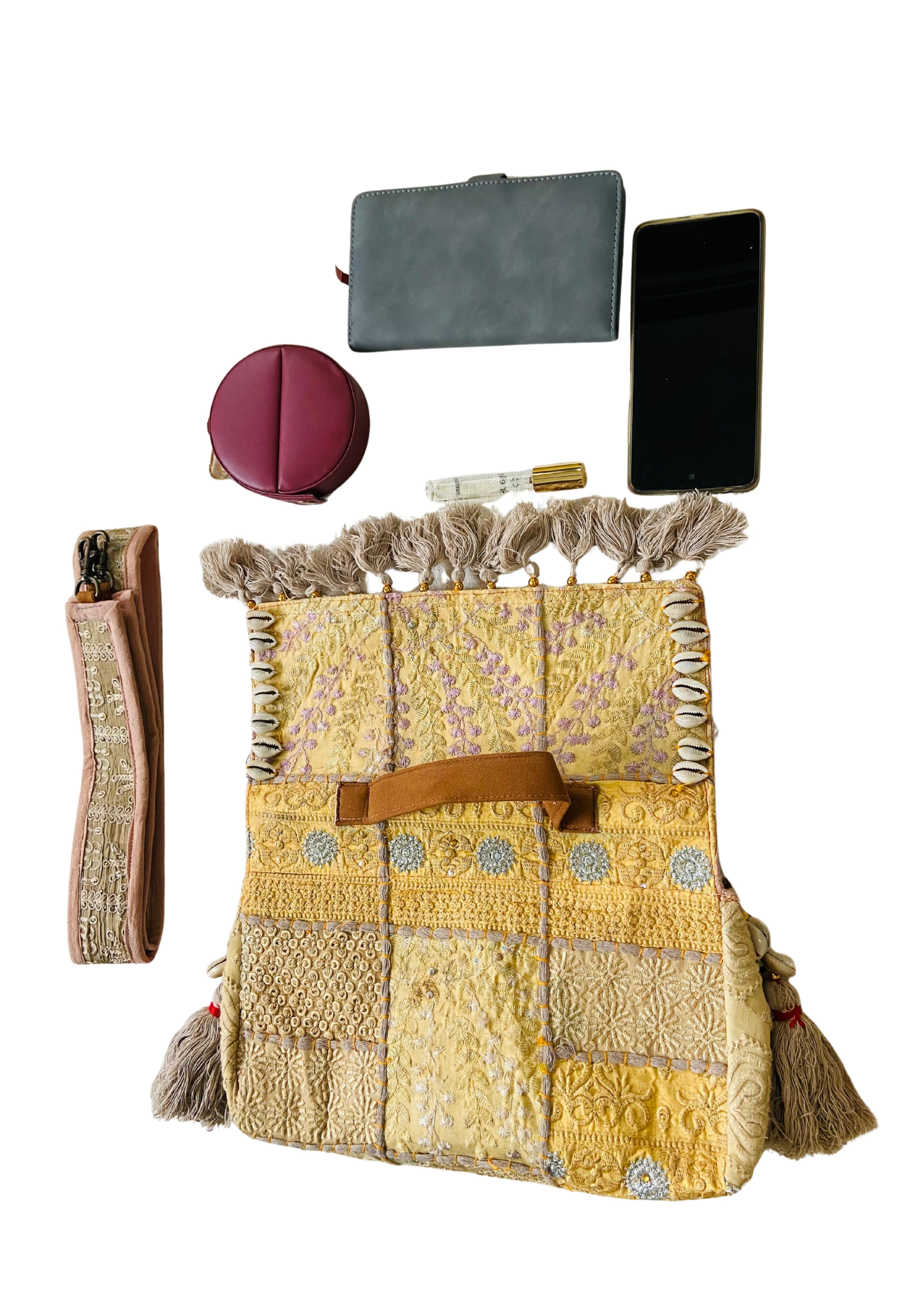 Ruhi - Soulful Elegance in Beige Gold - Banjara Bags