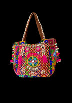 Aaliyah Designer Tote - Coin Tassel and Micro-bead Medallion - Banjara Bags