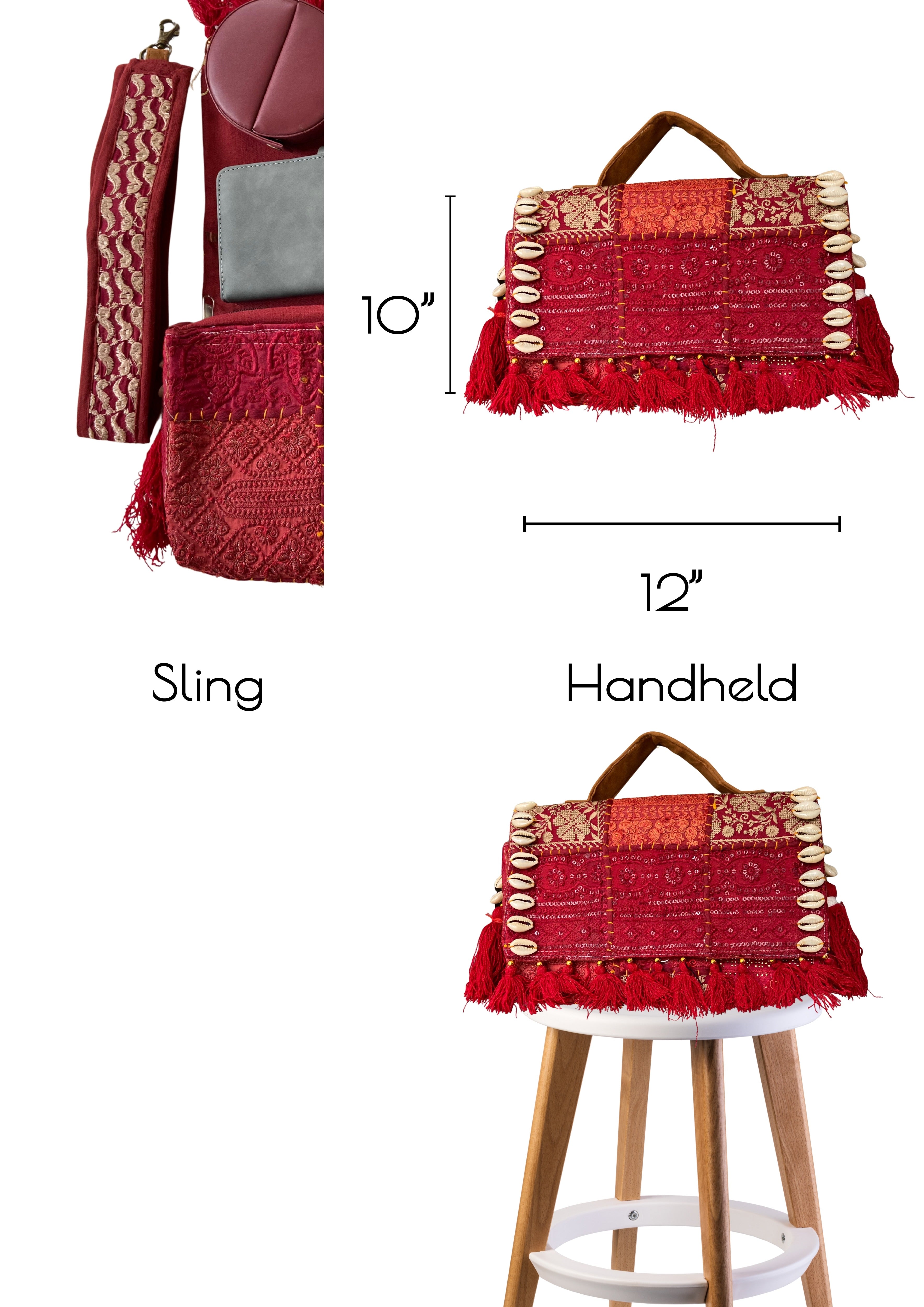 Ruhi - Luxury Handheld in Maroon - Banjara Bags