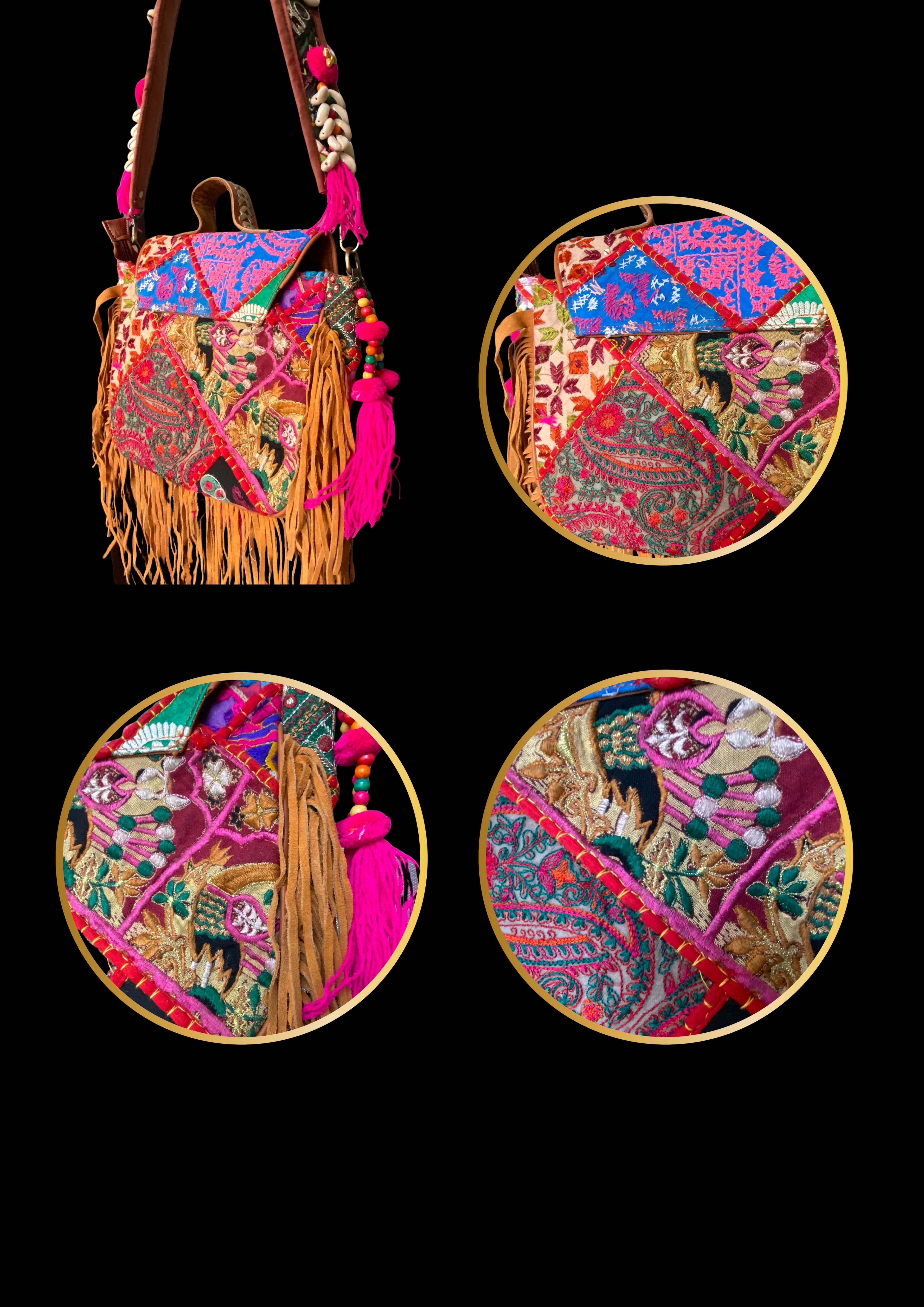 Ruhi Luxe Cowgirl Sling with Mirrorwork - Banjara Bags