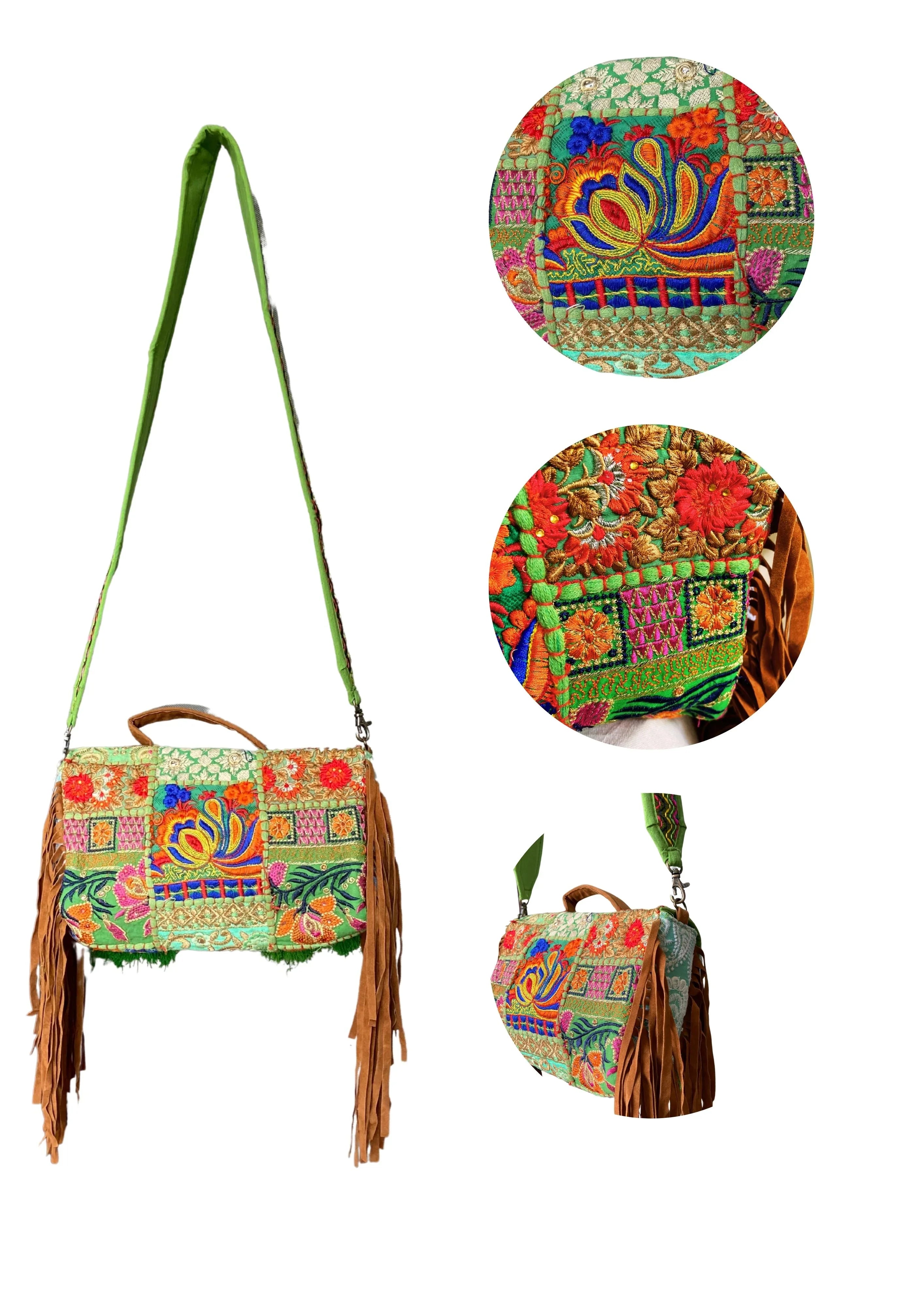 Ruhi - Soulful Elegance in Parrot Green - Banjara Bags