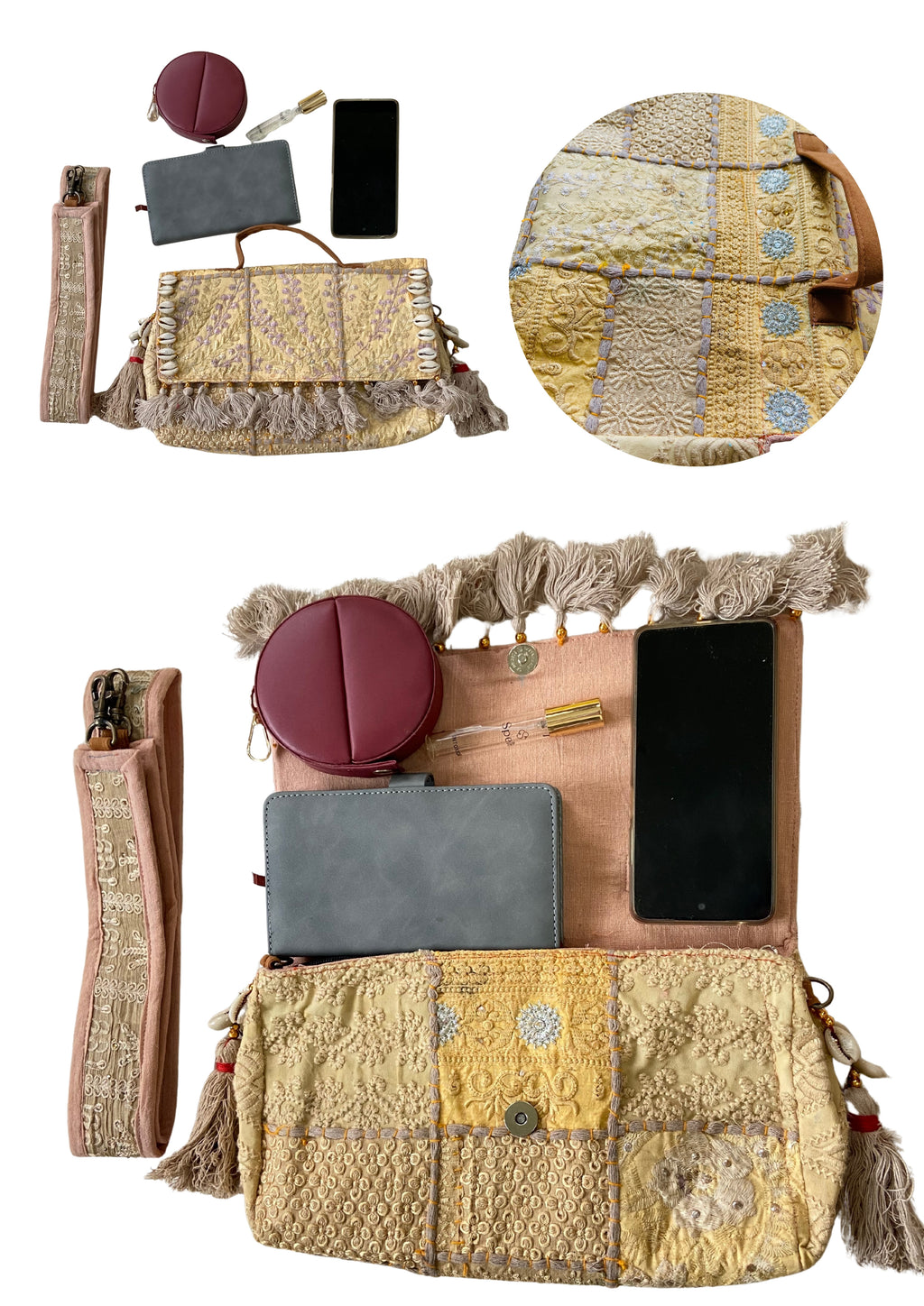 Ruhi - Soulful Elegance in Beige Gold - Banjara Bags